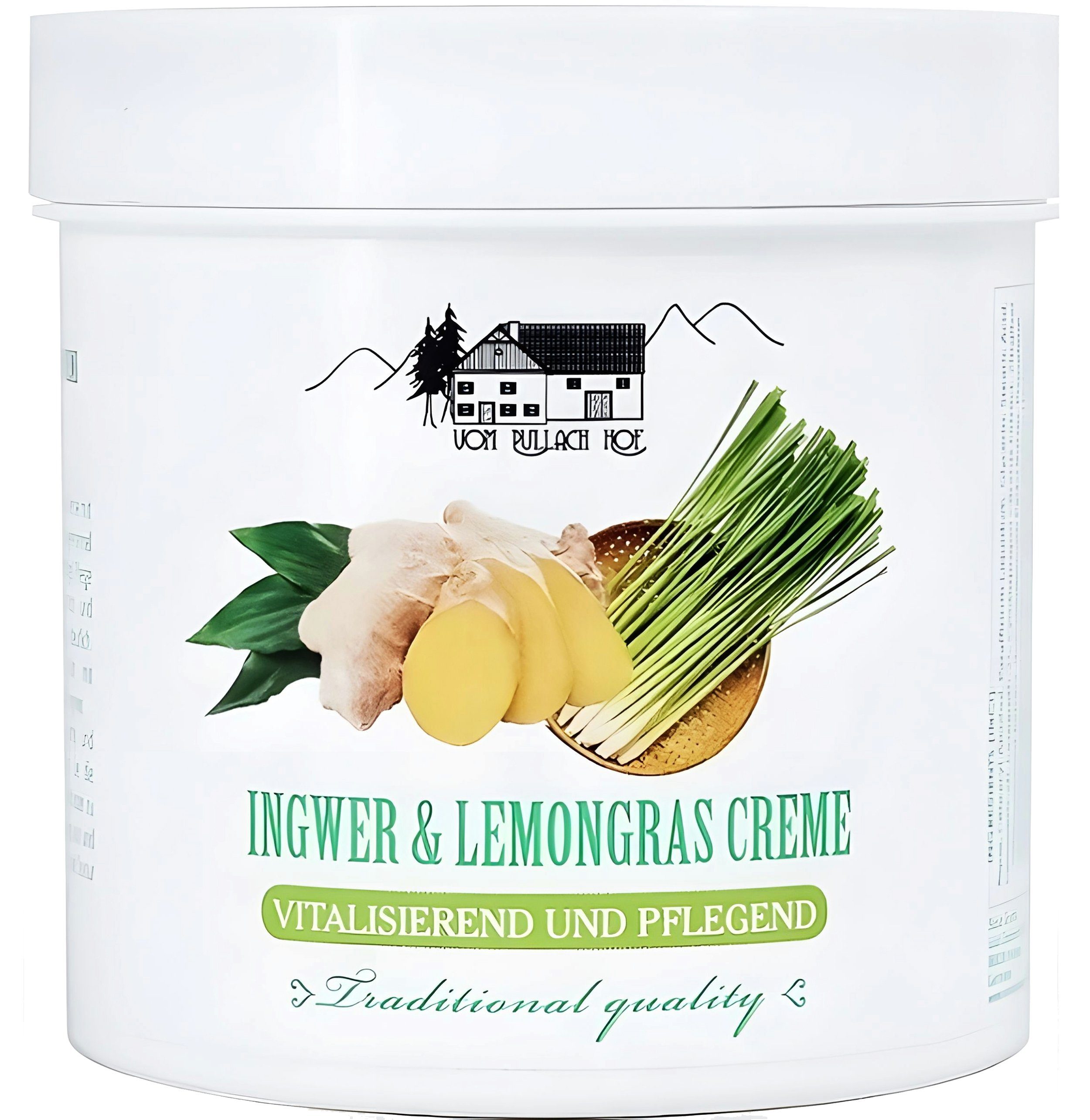 vom Pullach Hof Feuchtigkeitscreme INGWER UND LEMONGRAS CREME 250ml Vitalisierend und Pflegend 75, Hautpflege Körpercreme Hautcreme Massage Gel Salbe Balsam | Tagescremes