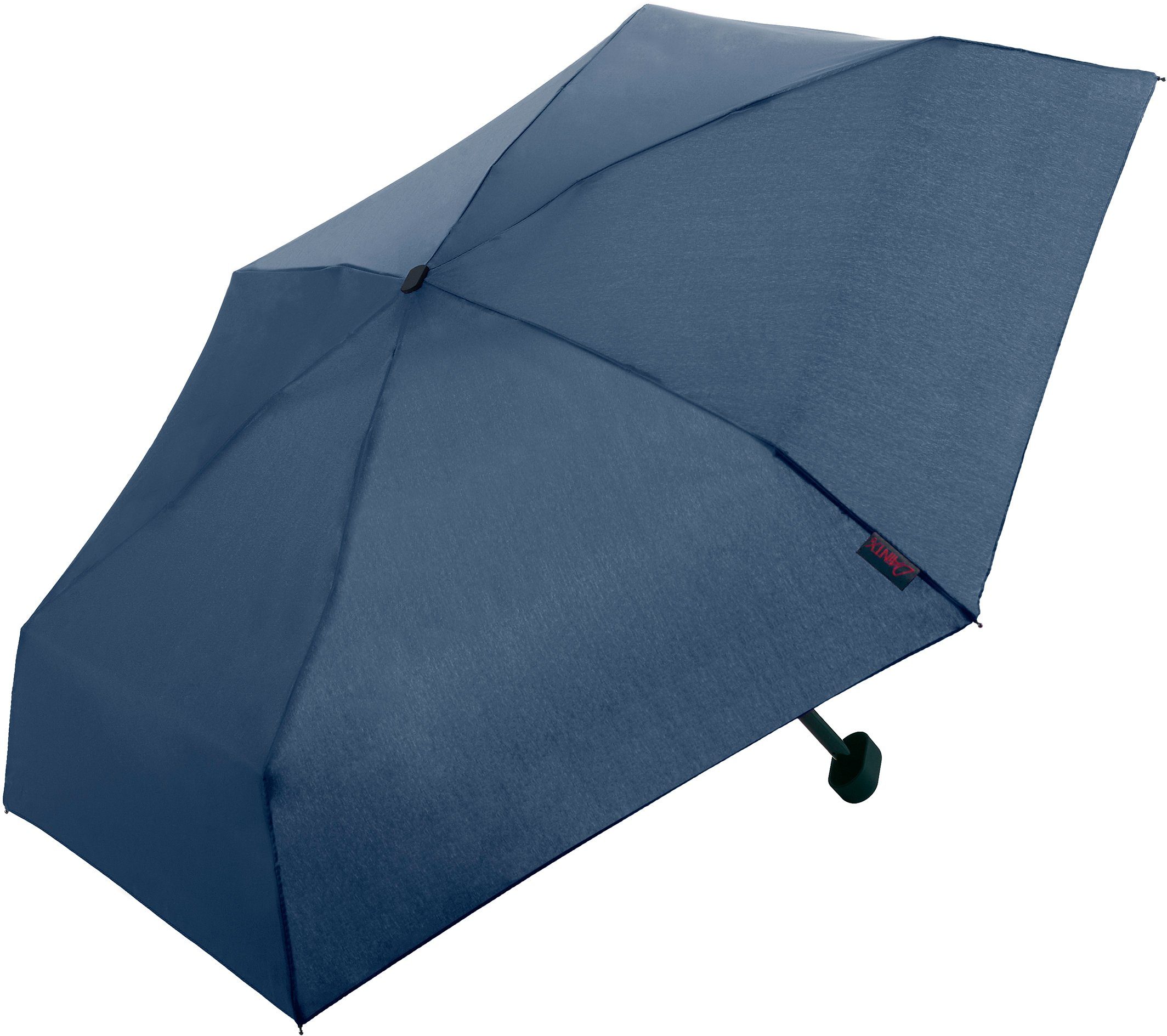 EuroSCHIRM® Taschenregenschirm Dainty, marineblau, extra flach und kurz,  Länge: ca. 49 (geöffnet), ca. 15,5 cm (geschlossen)