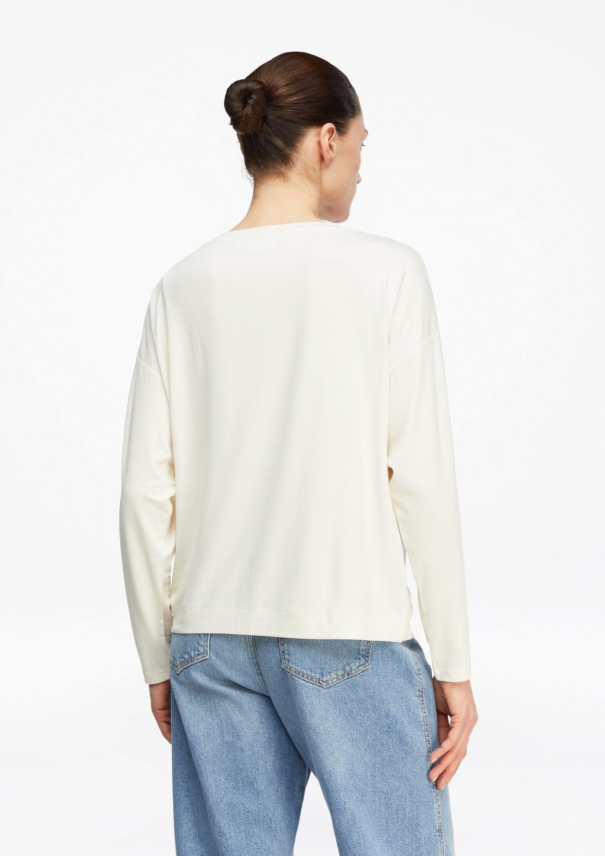 comma Langarmshirt T-Shirt Viskosemixshirt im Relaxed Fit