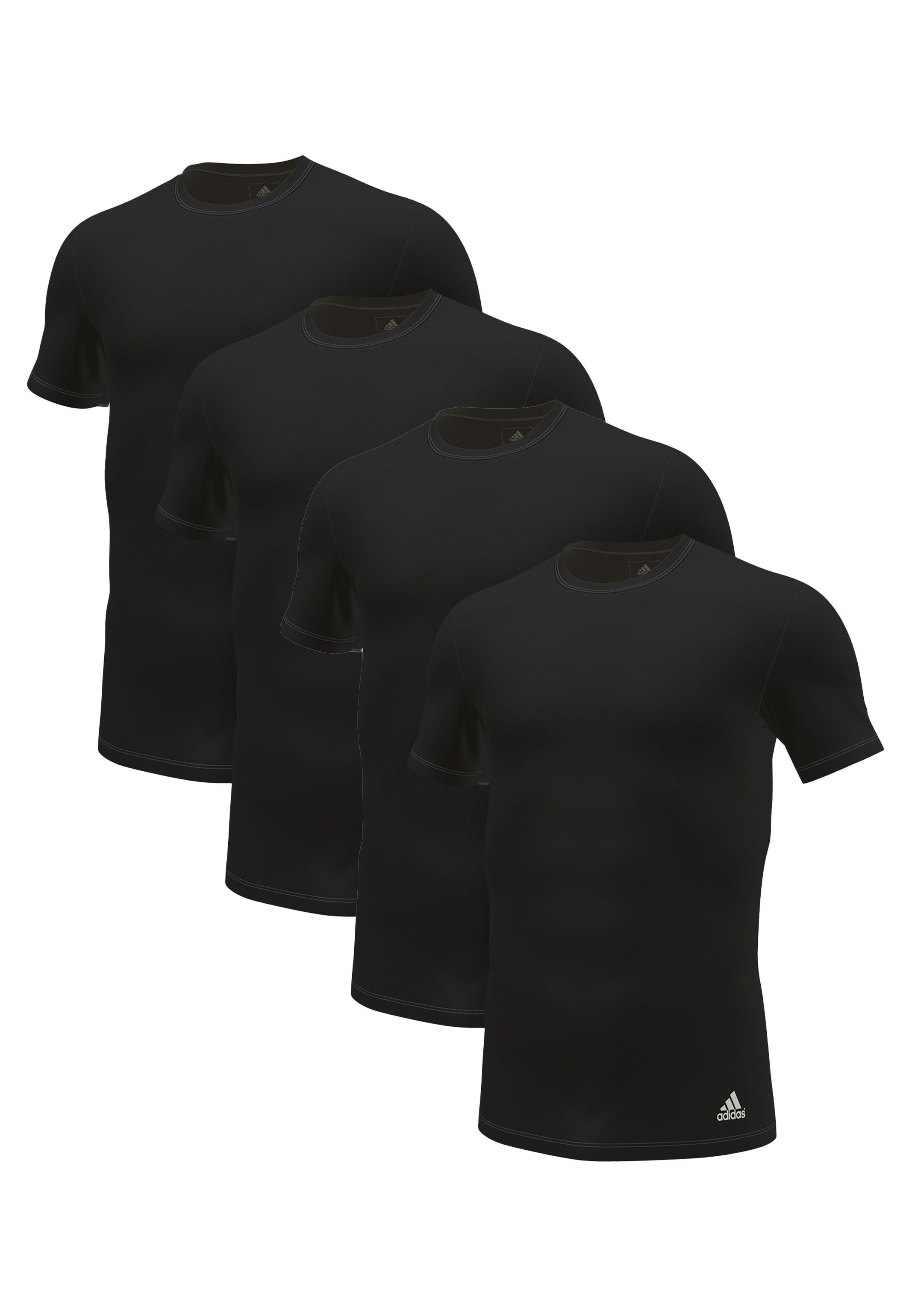 adidas Sportswear Unterhemd 4er Pack Active Flex Cotton 3 Stripes (Spar-Set, 4-St) Unterhemd / Shirt Kurzarm - Baumwolle - Schwarz