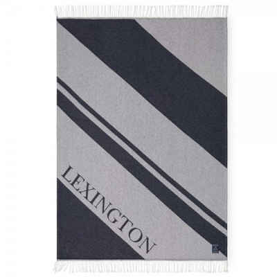 Wohndecke LEXINGTON Decke Logo Recycled Cotton Blue White (130x170), Lexington