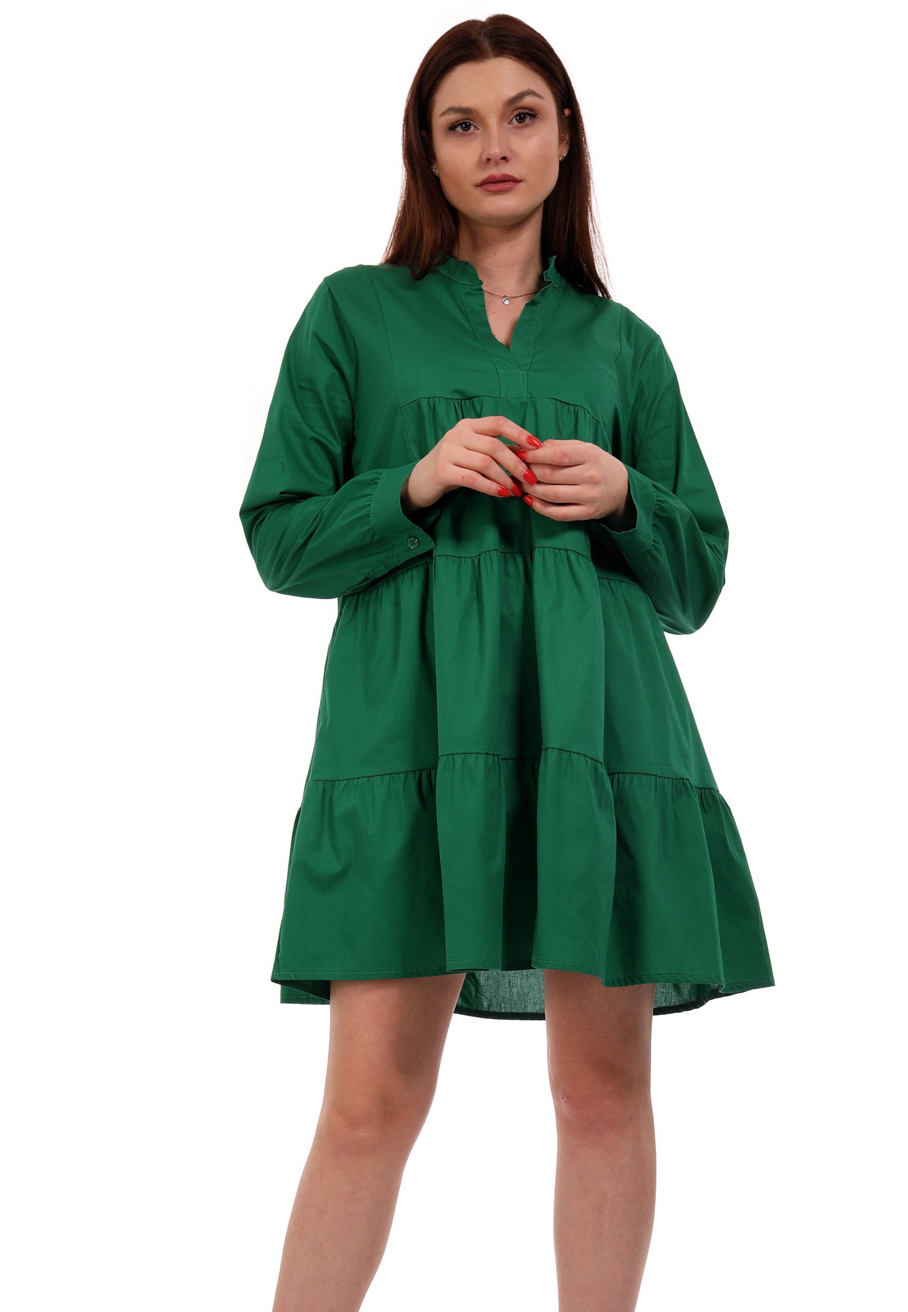 YC Fashion & Style Tunikakleid Boho Tunika Kleid Sommerkleid aus Baumwolle  (1-tlg) bequem zu tragen, casual, mit Volant