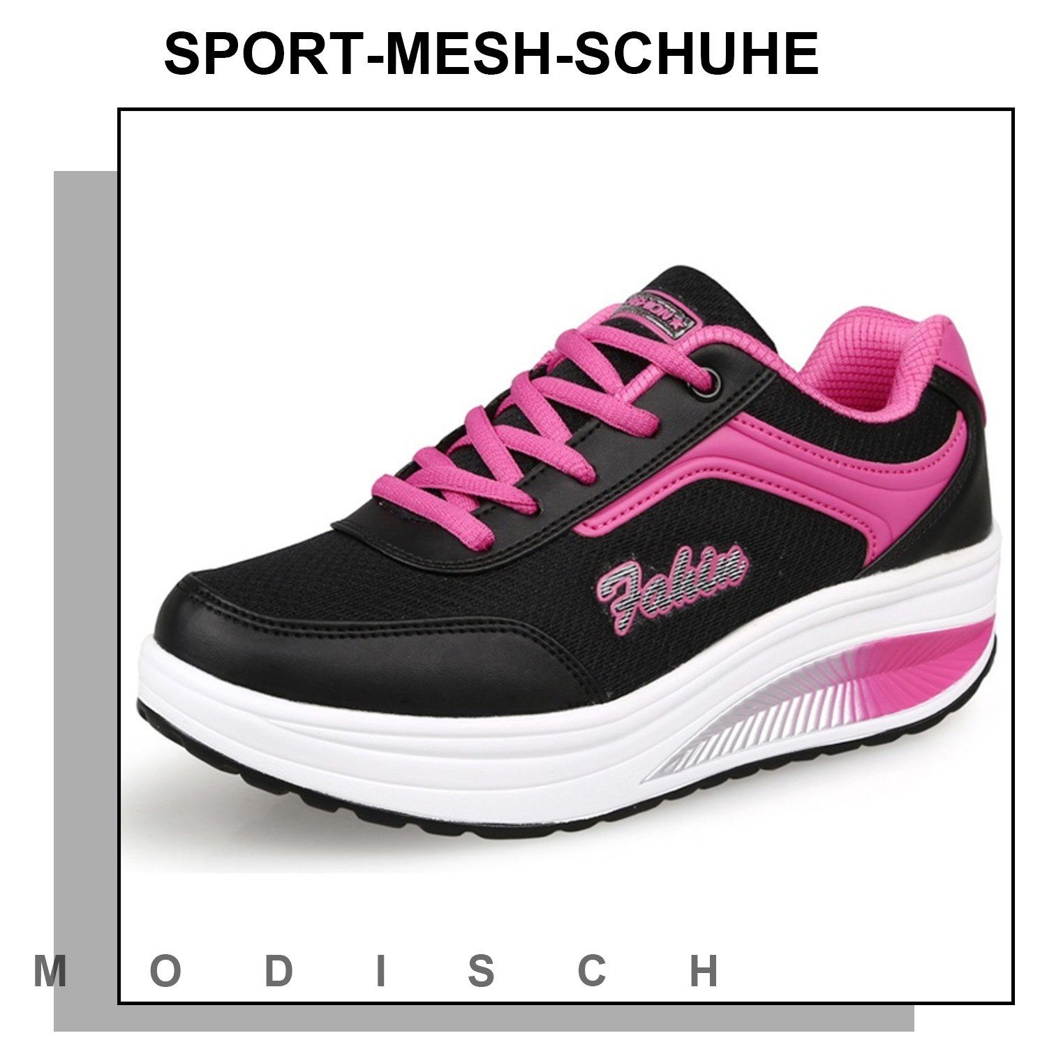 Damen Atmungsaktiv Daisred Schwarz Sportschuhe Laufschuhe Turnschuhe Sneaker