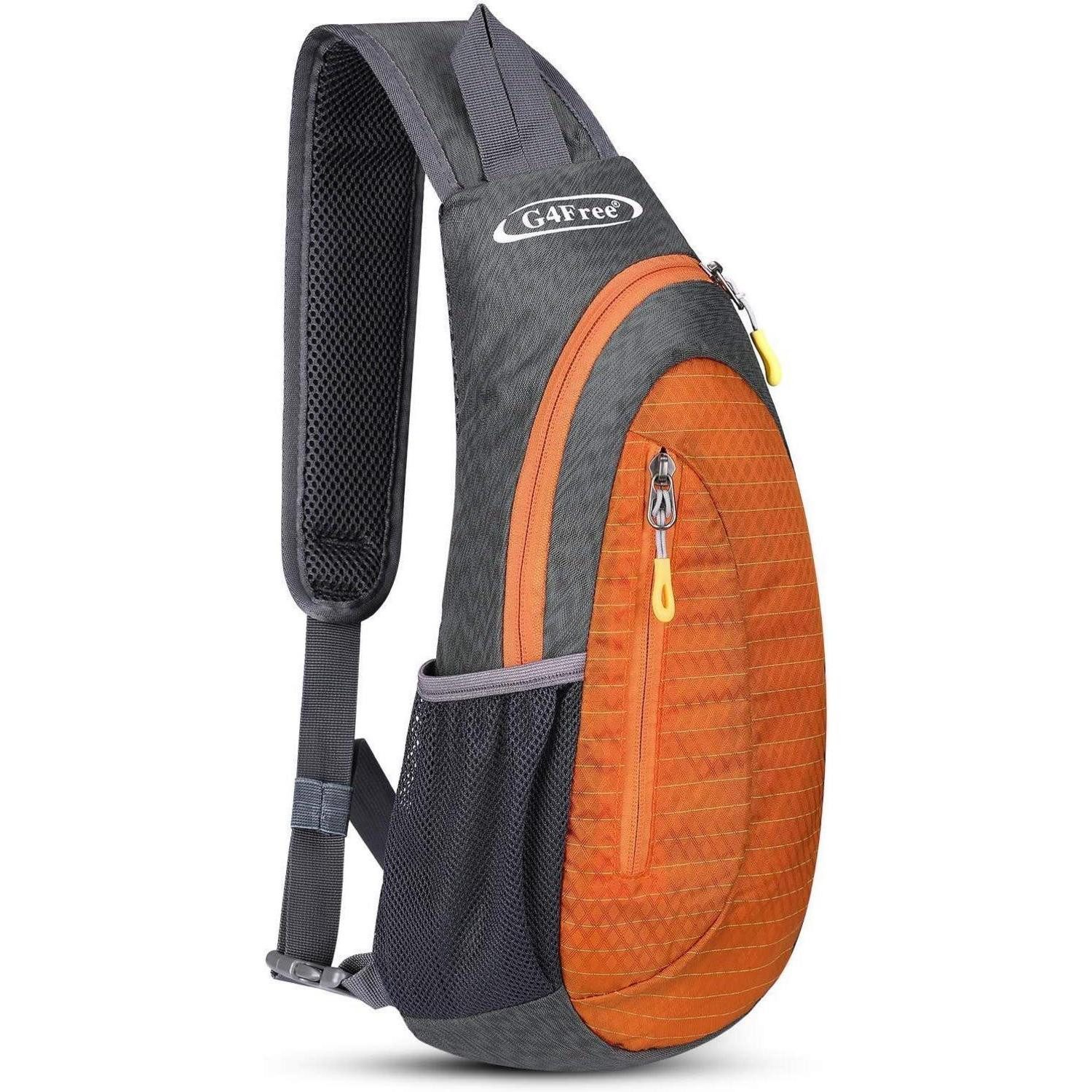 LuxusKollektion Tagesrucksack Brusttasche Sling Rucksack Grau/Orange