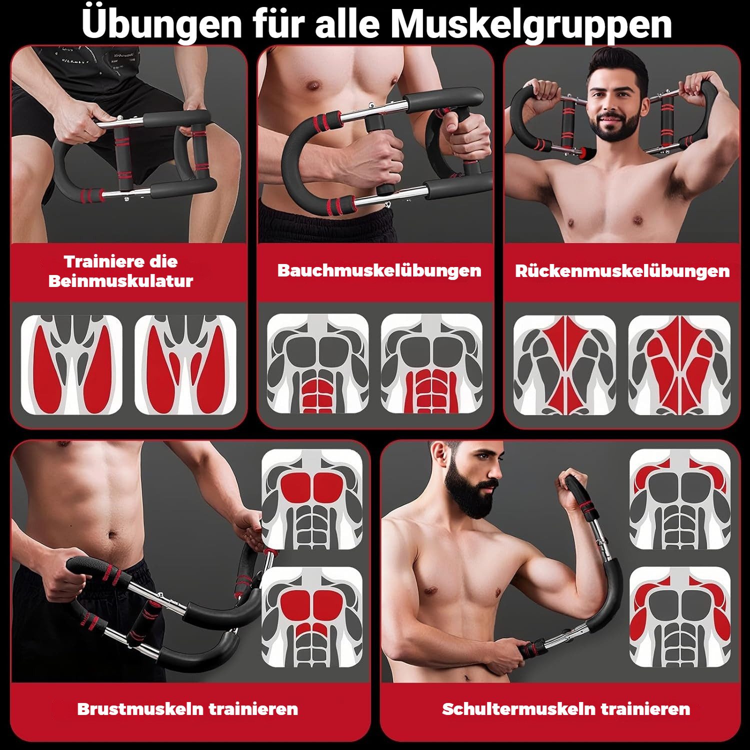 BlingBin Multitrainer Verstellbarer U-förmiger Multifunktions-Brusttrainer, (1 Stück, 1-St., 30‑50 kg Verstellbar), für Arm- und Brusttraining, tragbarer Expander für Heimtraining