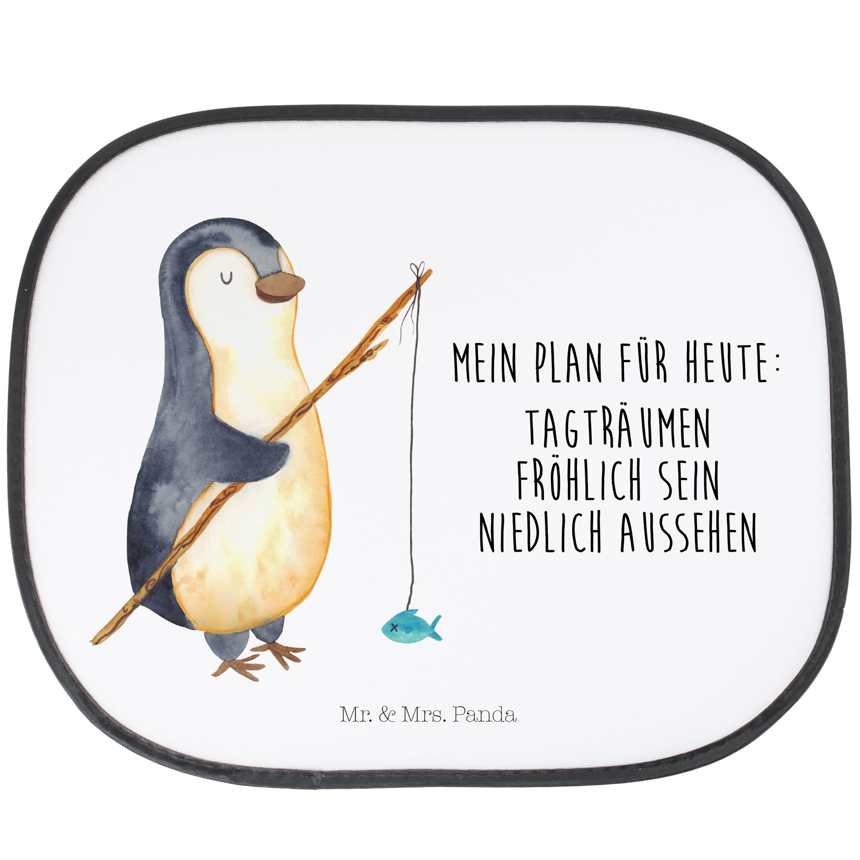 Sonnenschutz Pinguin Angler - Weiß - Geschenk, Sonnenschutz Baby, Tagträume, Motiv, Mr. & Mrs. Panda, Seidenmatt