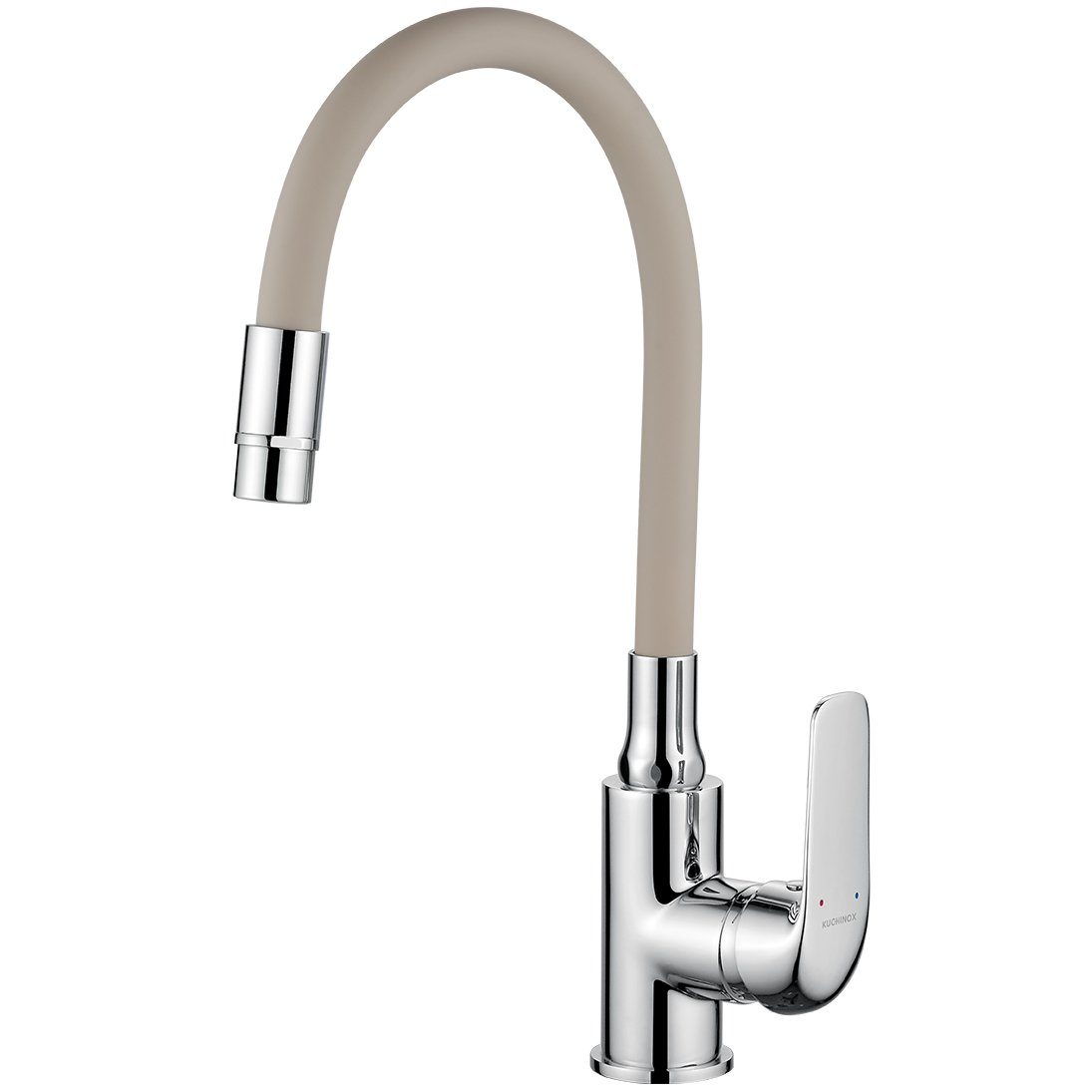 KOLMAN Küchenarmatur Wasserhahn ELZA Küchenmischer mit flexiblen 2-Funktionen Auslauf in Chrom-Beige