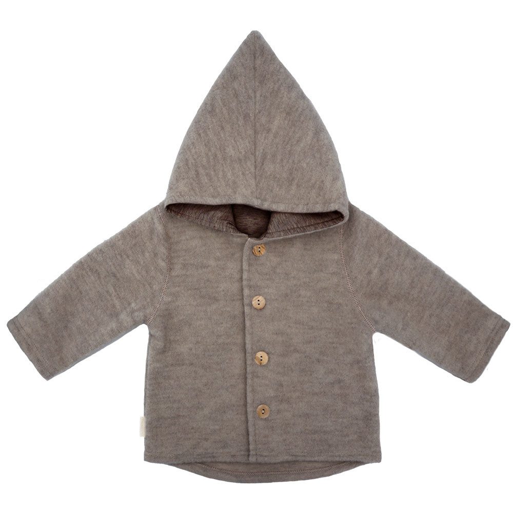 MAXIMO Fleecejacke aus Wolle, wärmend, atmungsaktiv, zum knöpfen, gefüttert, mit Kapuze