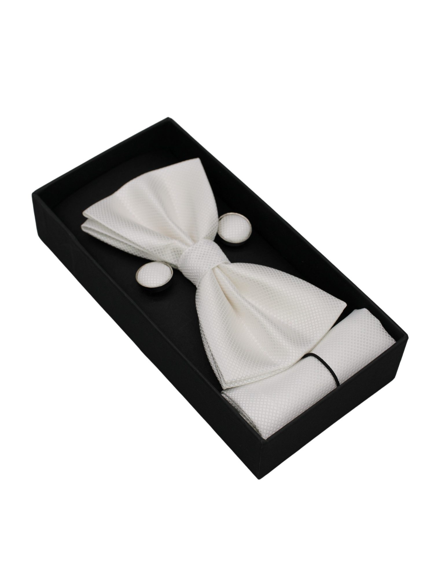 ANTALUX Fliege Elegantes 4-teiliges Herren-Set: Fliege, Tuch & Manschettenknöpfe