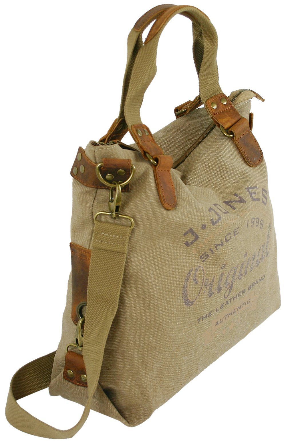 J JONES JENNIFER JONES Hobo Damen Umhängetasch aus Canvas, Große Vintage Schultertasche