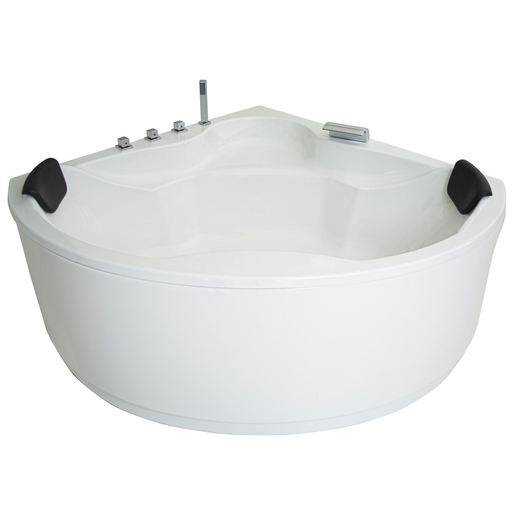 Basera® Badewanne Eck-Badewanne Nendo 149 x 149 cm, (Komplett-Set), mit Wasserfall, LED und Kopfstützen