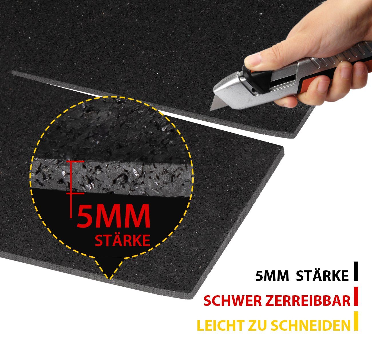 Gummimatte Antirutschmatte Matte, Set, 600x600mm 1-St., Anti-Vibrationsmatte Homewit Schwarz