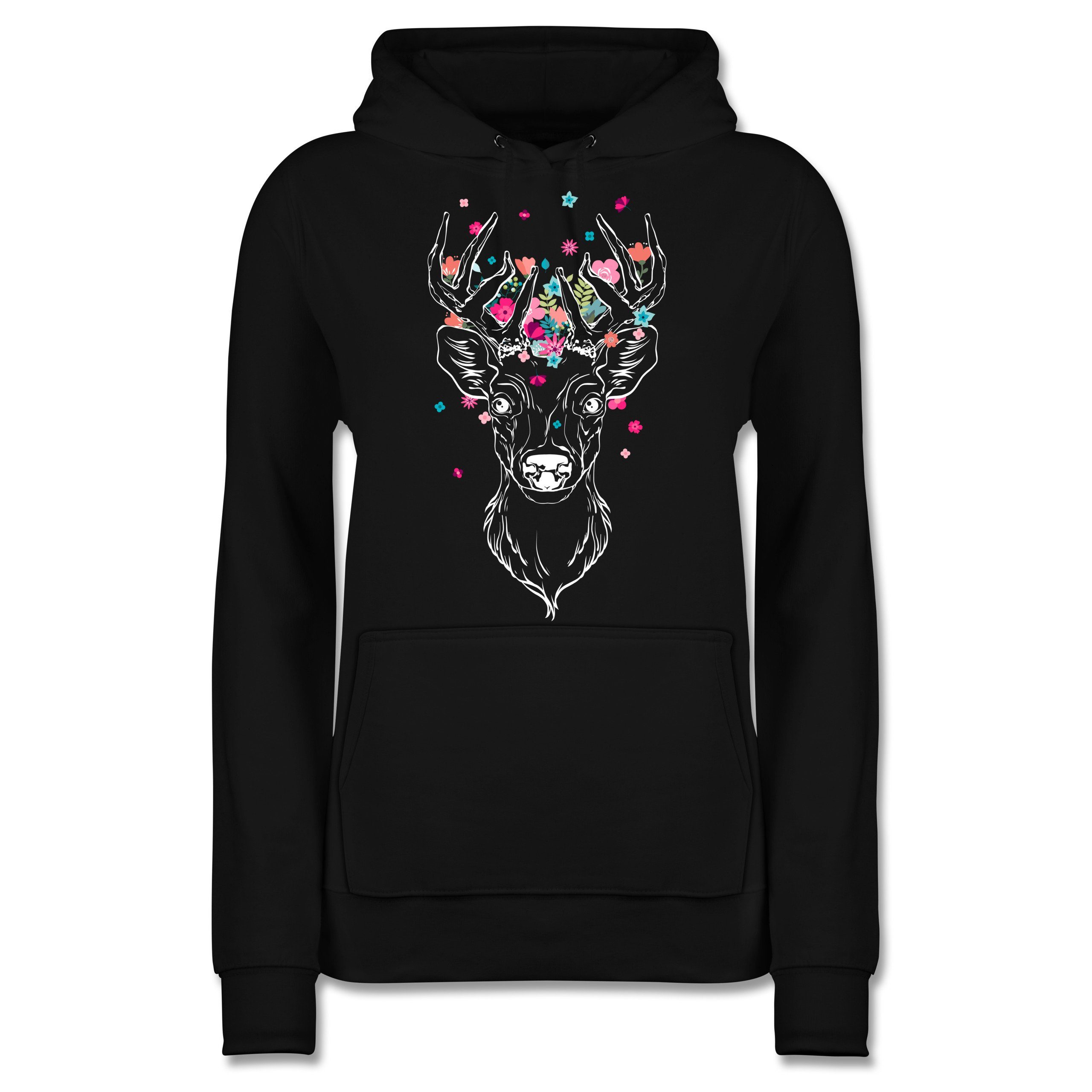 Shirtracer Hoodie »Hirsch mit kleinen Blumen weiß Damen Premium Kapuzenpullover« online