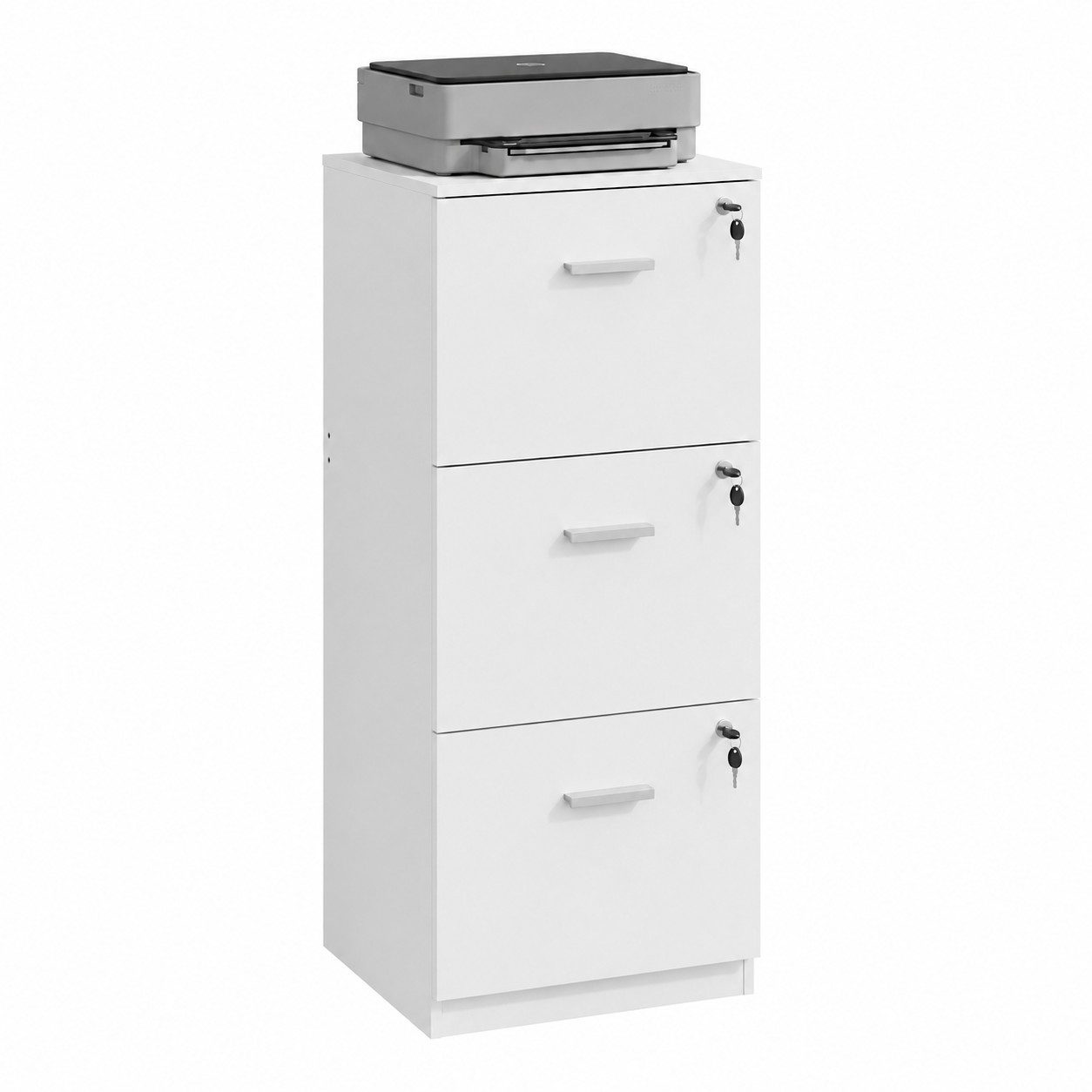 DEVAISE Rollcontainer mit Schubladen, Aktenschrank abschließbar für DIN A4/Legal/Letter, Druckerschrank Holzoptik, Büroschrank für Home Office