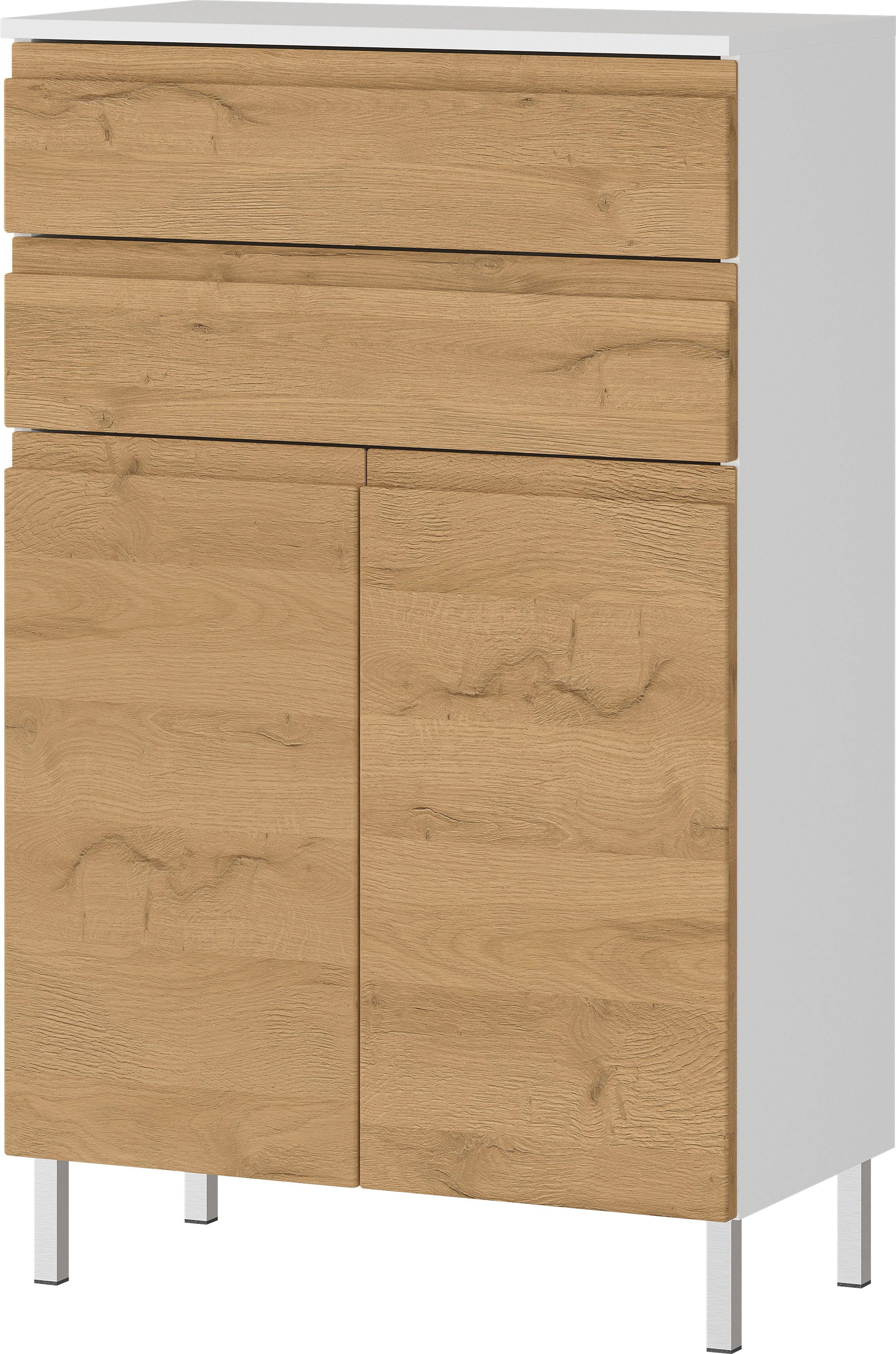 GERMANIA Midischrank Torrance mit verstellbaren Einlegeböden und Füßen aus Metall, griffloses Design