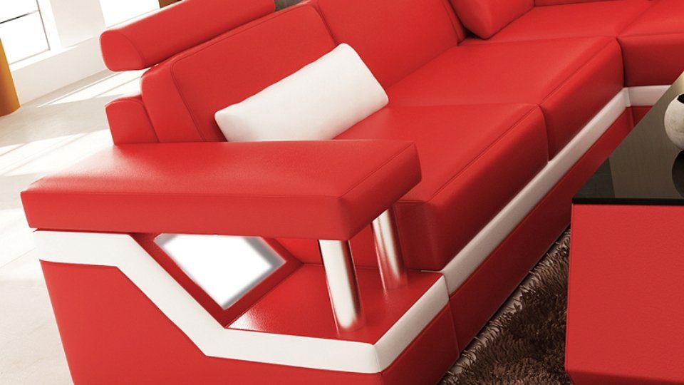 Sofa Ledersofa Ecksofa, Design Couch Eck Modern JVmoebel Wohnlandschaft Ecksofa