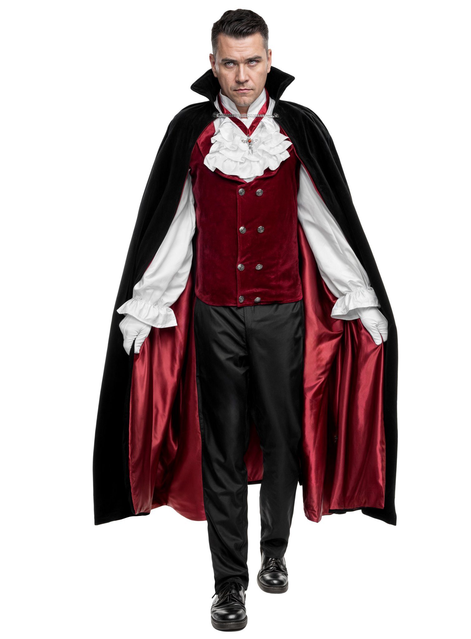 Maskworld Vampir-Kostüm Vampir Kostüm - Karneval Faschingskostüm Herren, Hochwertiges & elegantes Gewand für noble Vampire