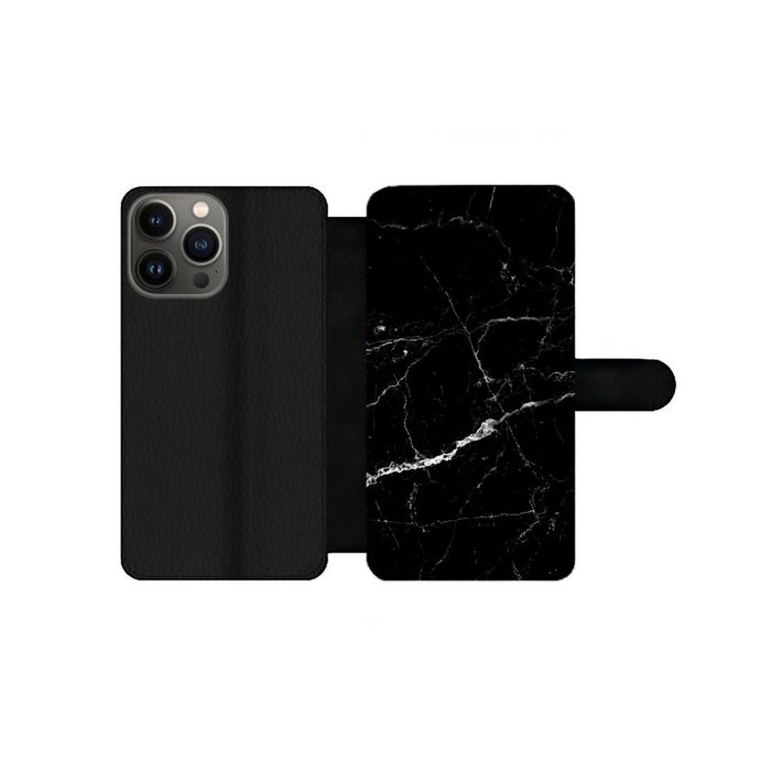 MuchoWow Handyhülle Marmor - Schwarz - Marmoroptik - Weiß - Luxus - Stein Handyhülle Telefonhülle Apple iPhone 13 Pro Max