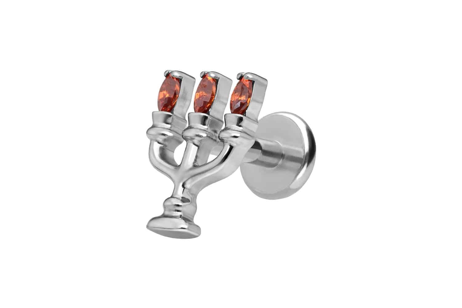 PIERCINGLINE Piercing-Set Titan Labret mit Push Fit KERZENLEUCHTER (Labrets, 1-tlg)