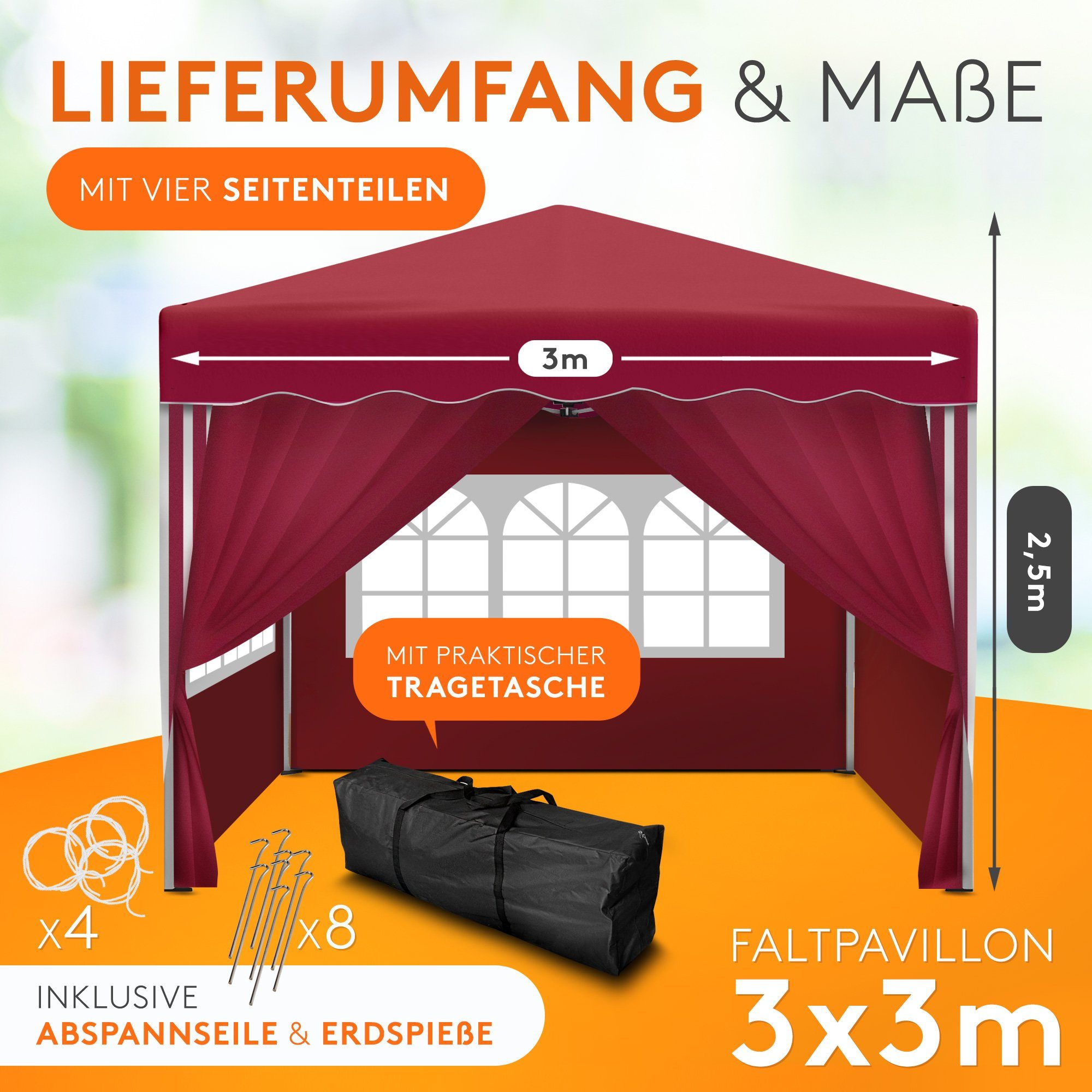 Kronenburg Faltpavillon 3x3 m wasserdicht - günstig online kaufen