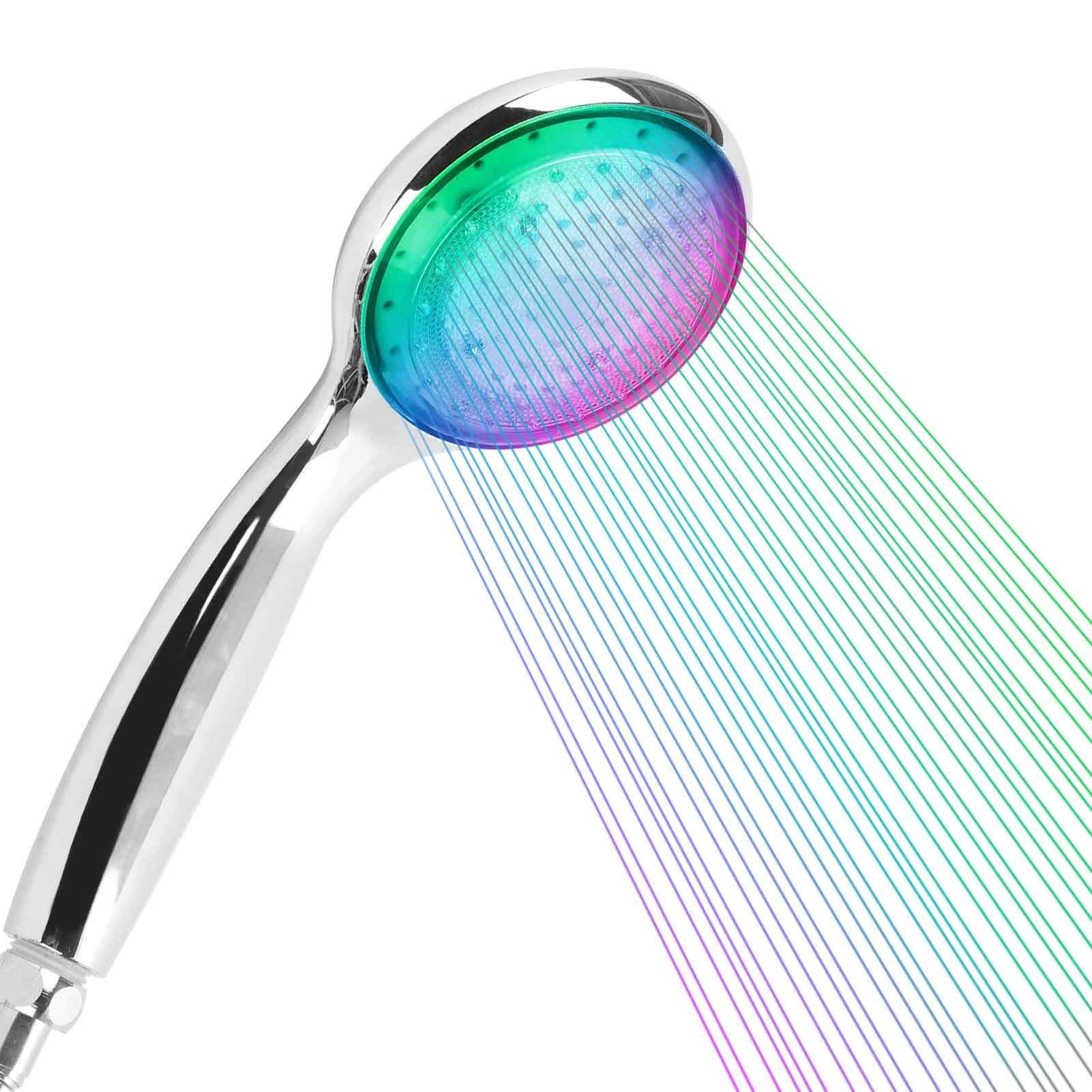 Youyijia Handbrause LED Duschkopf Edelstahl Automatic Chrom Brauseschlauch, günstig online kaufen