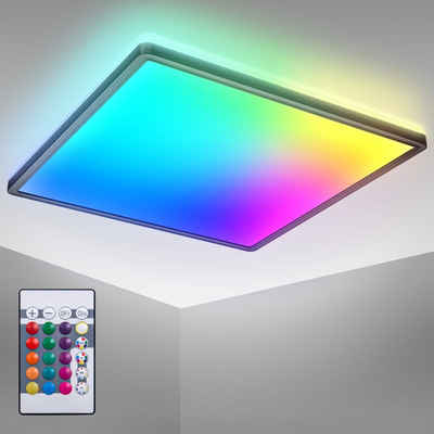 B.K.Licht Deckenleuchte RGBW LED Panel dimmbar 42x42cm ultra-flach 22W 2700Lm schwarz BKL1552, Dimmfunktion, LED fest integriert, Farbwechsler, Neutralweiß