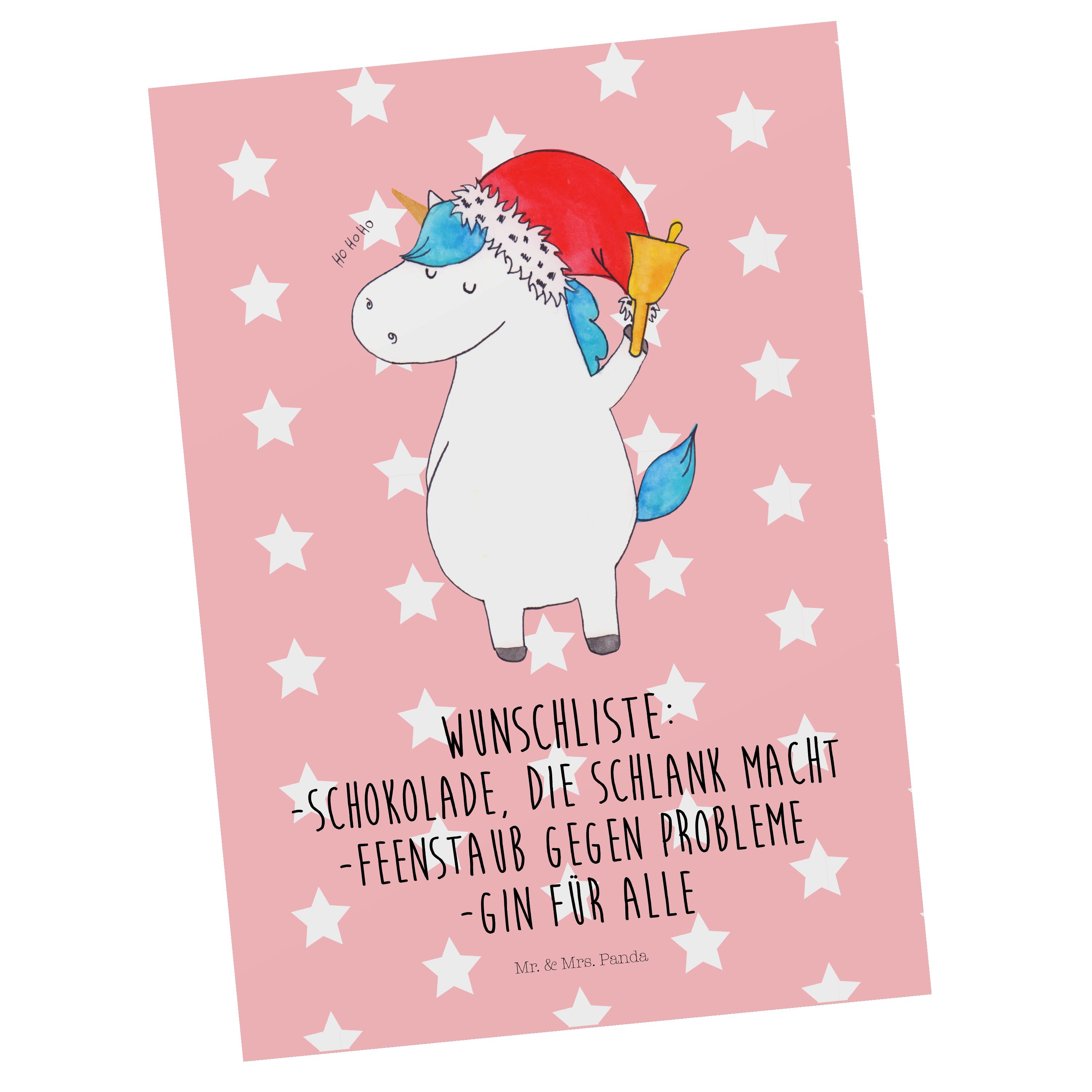 Rot Mrs. Einhö Panda Weihnachtsmann Mr. & Einhorn Geschenk, Pastell - Geschenkkarte, - Postkarte