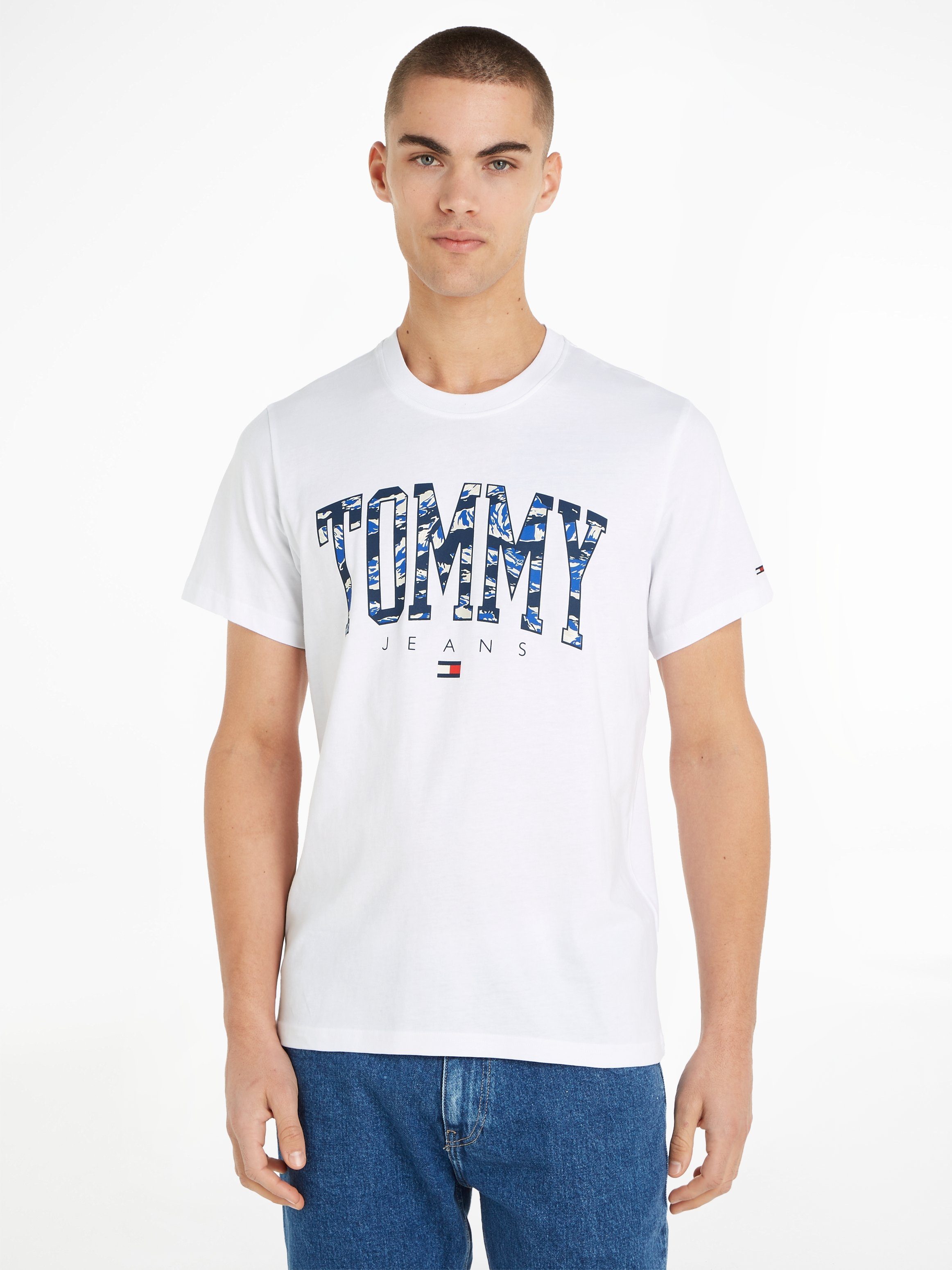 TJM CAMO TEE REG Jeans White Tommy COLLEGE T-Shirt