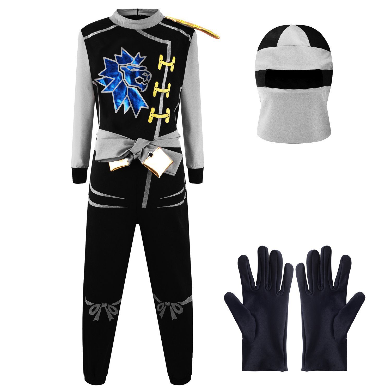 Katara Partyanzug Kinderkostüm Ninja Krieger für Jungs und Mädchen, mit Maske und Handschuhen, Fasching, Karneval, Halloween, Verkleidung