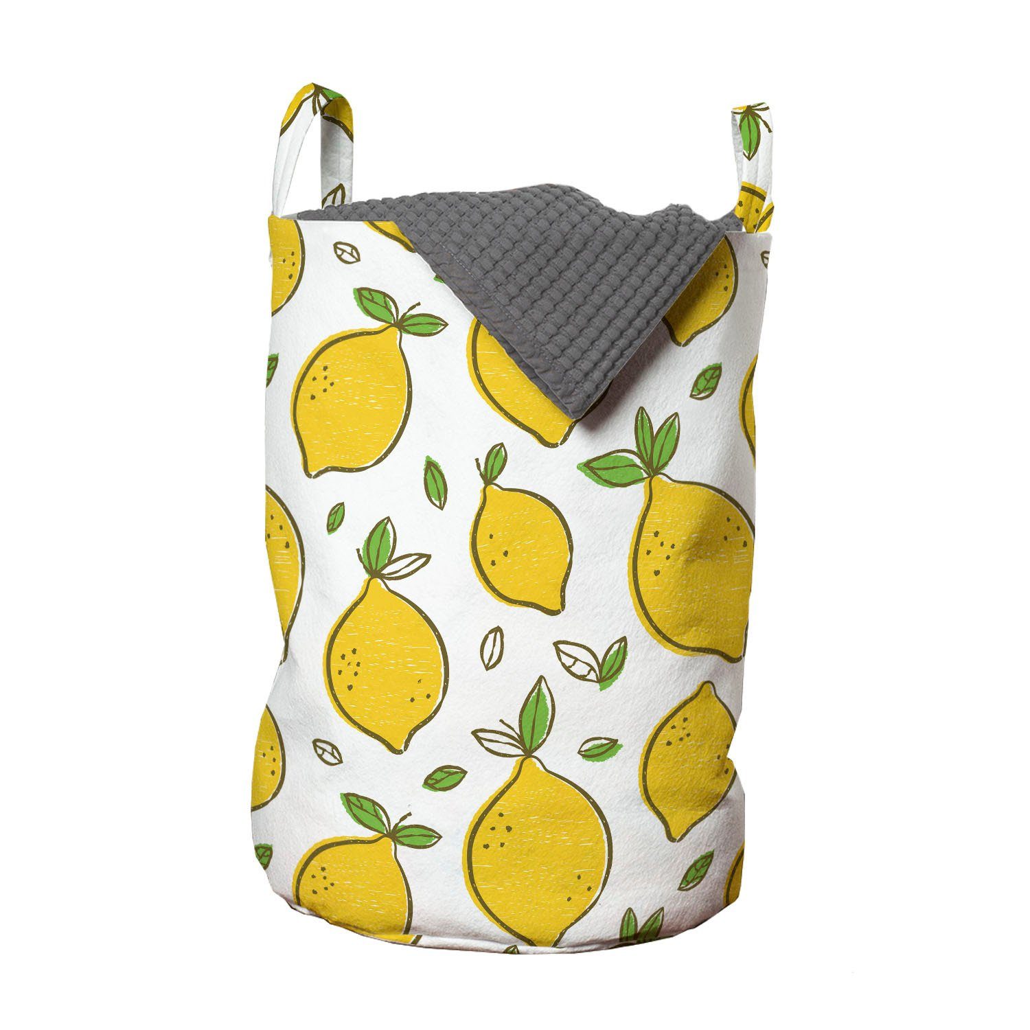 mit Kunst Blätter Waschsalons, Wäschekorb Zitrusfrüchte Griffen Zitronen Abakuhaus Wäschesäckchen für Kordelzugverschluss