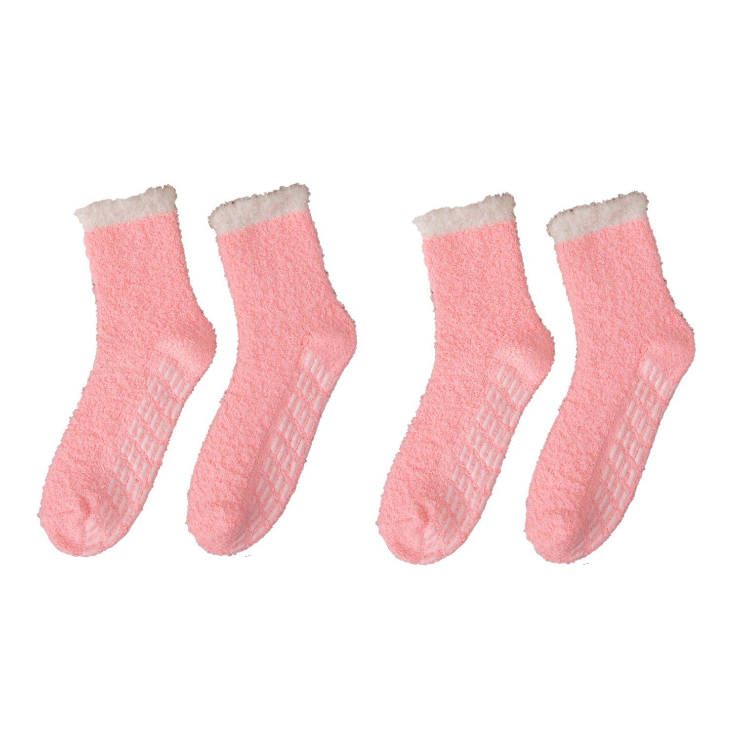 MAGICSHE Langsocken 2 Paare für Winter weiche flauschige Socken Rutschfeste und warme Fleece Socken rosa