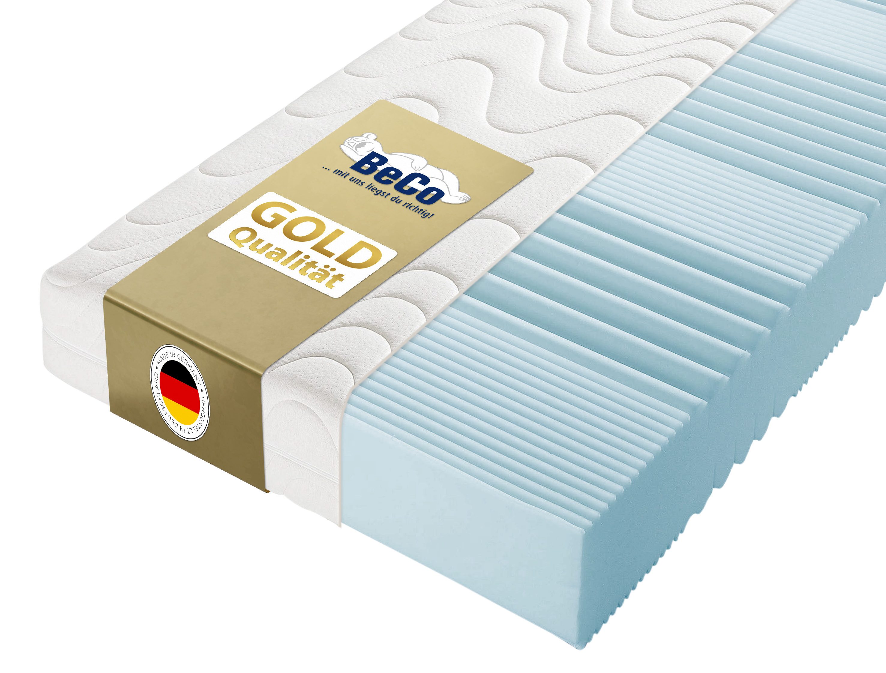 Komfortschaummatratze KS Luxus – GOLD Komfortschaummatratze mit Premiumhöhe, Beco, 27 cm hoch, 27 cm Höhe, Polyesterbezug, Wendematratze, ideal auch in 140x200
