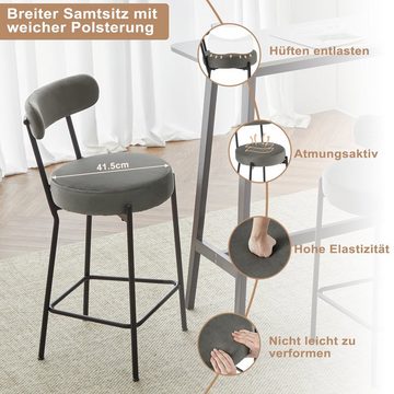 EUGAD Barhocker (2 St), gepolsterter Küchenstuhl mit Rückenlehne Fußstütze
