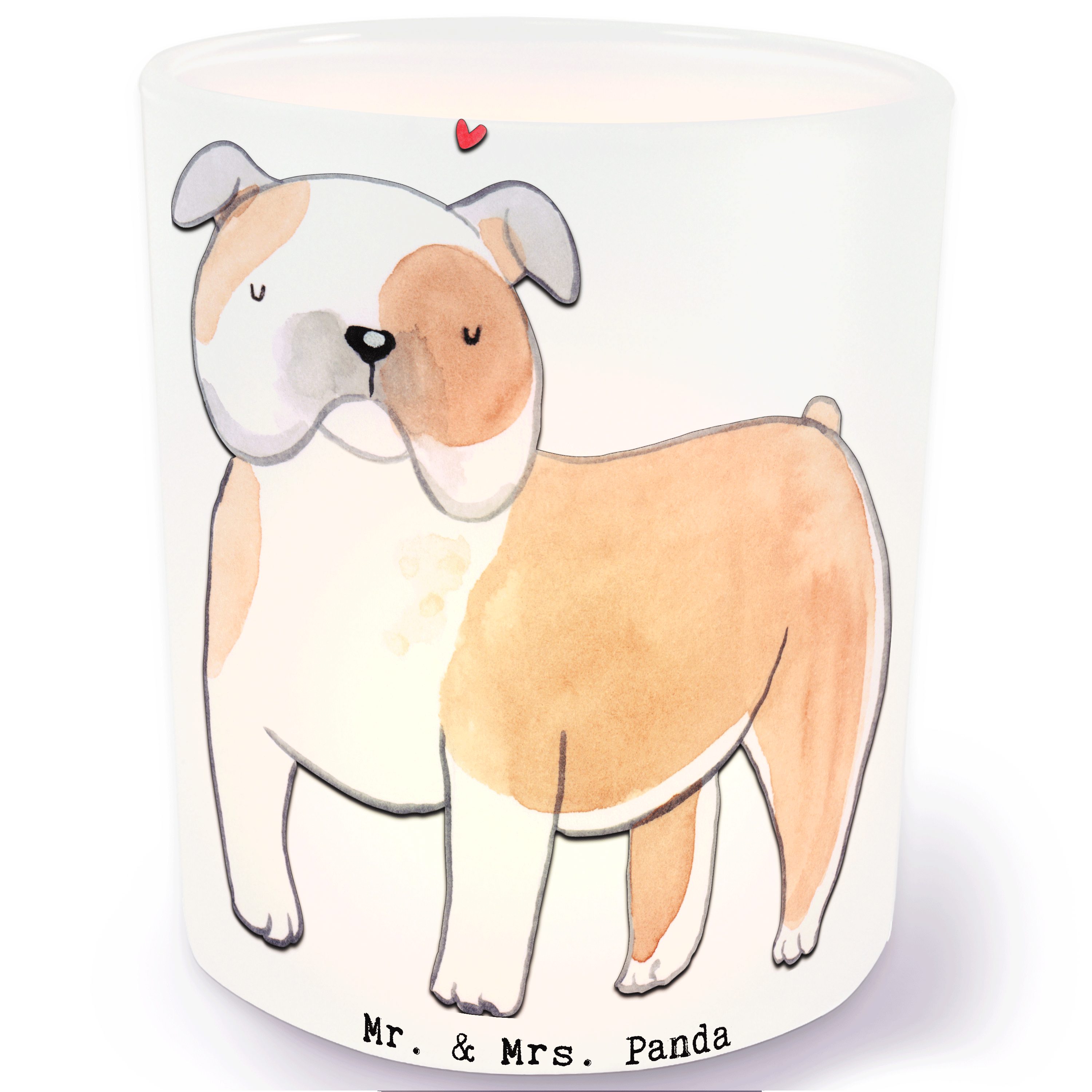 Mr. & Mrs. Panda Windlicht Englische Bulldogge Lebensretter - Transparent - Geschenk, Hunderasse (1 St), Liebevolles Design