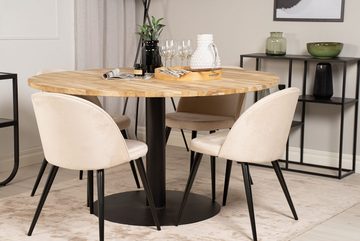 ebuy24 Essgruppe Cirebon140 Essgruppe Esstisch Teak und 4 Velvet Es, (5-tlg)