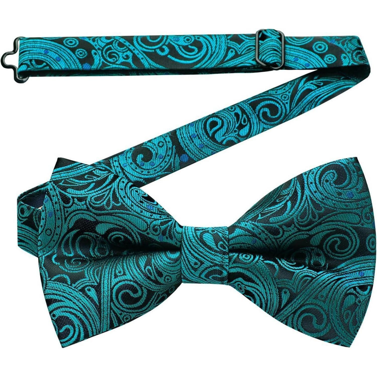 LuxusKollektion Fliege Fliege Herren Verstellbar Paisley Hochzeit Anzug Pfauen Blau