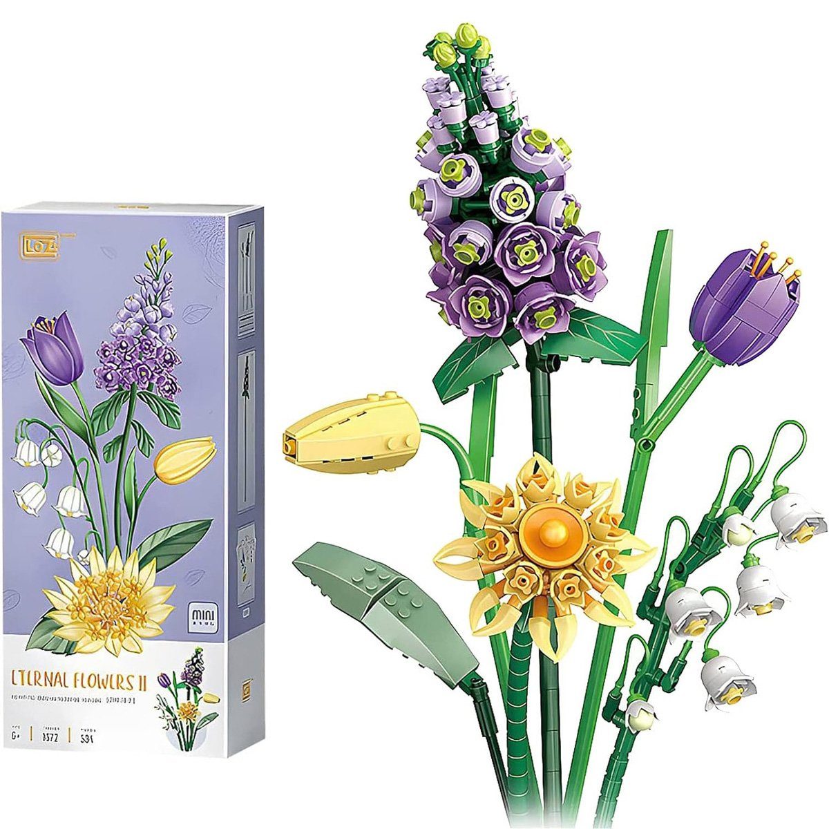 Kunstblumenstrauß Exquisite Perpetual Flower Block Bouquet DIY Puzzle Geschenk, yozhiqu, Die perfekte Kombination aus Heimdekoration und Spielzeug