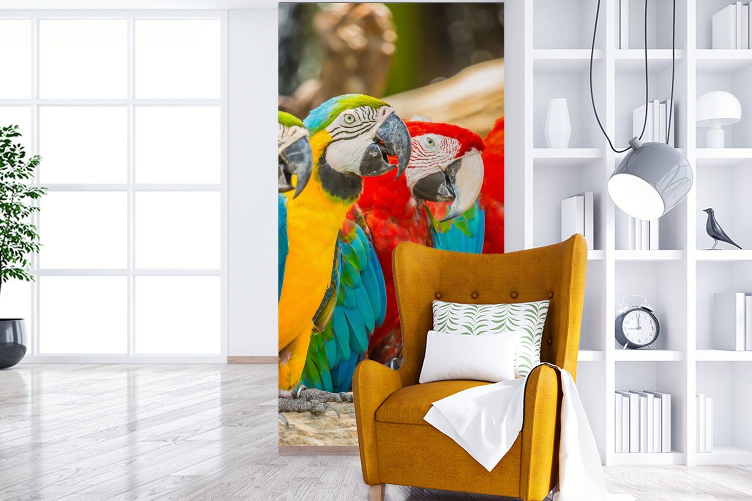MuchoWow Fototapete Vögel Schlafzimmer Vliestapete für St), bedruckt, Papagei Matt, - Fototapete Wohnzimmer (2 Tropisch Natur, Küche, - 