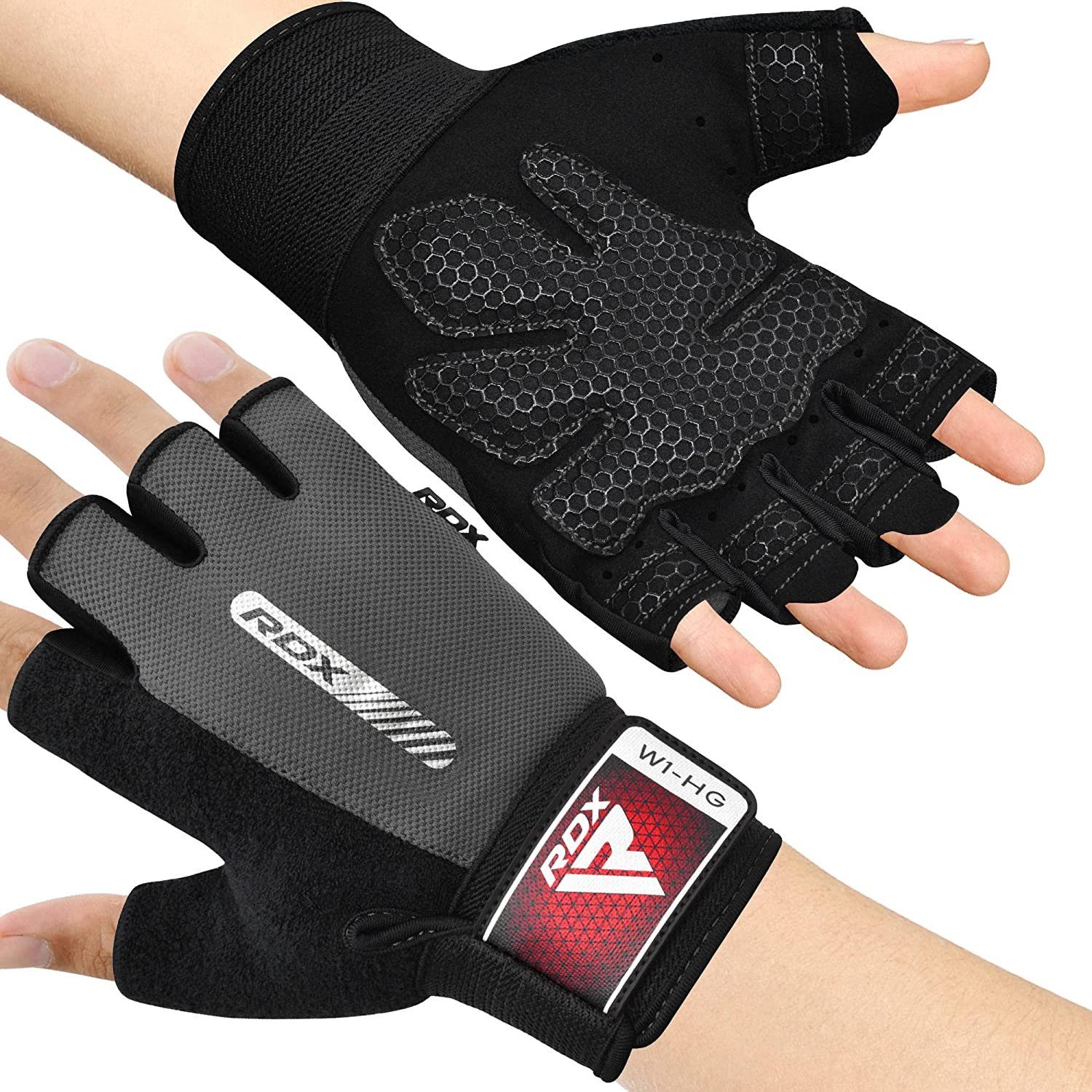 RDX Trainingshandschuhe RDX Fitness Handschuhe Frauen Männer Anti-Rutsch Workout Handschuhe GREY