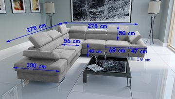 Möbel für Dich Ecksofa Galaxy Max, mit Stoff-und Farbauswahl, Schlaffunktion, Bettkasten