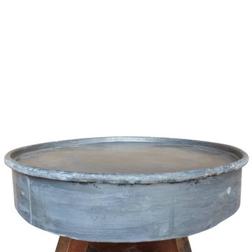 furnicato Couchtisch Massiv-Altholz 60 x 45 cm Silber