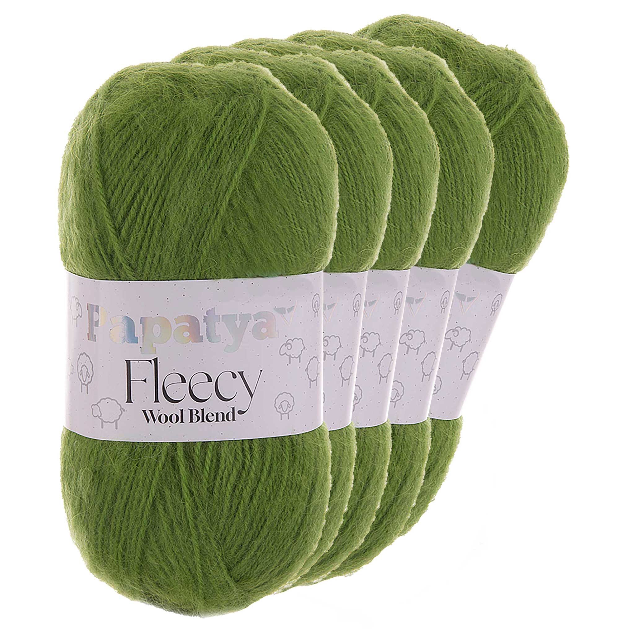 Papatya 5 x 100g Papatya Fleecy Kuschelgarn Wolle Häkelgarn Strickgarn Häkelwolle, 300 m (Paket, 5-St), pistaziengrün
