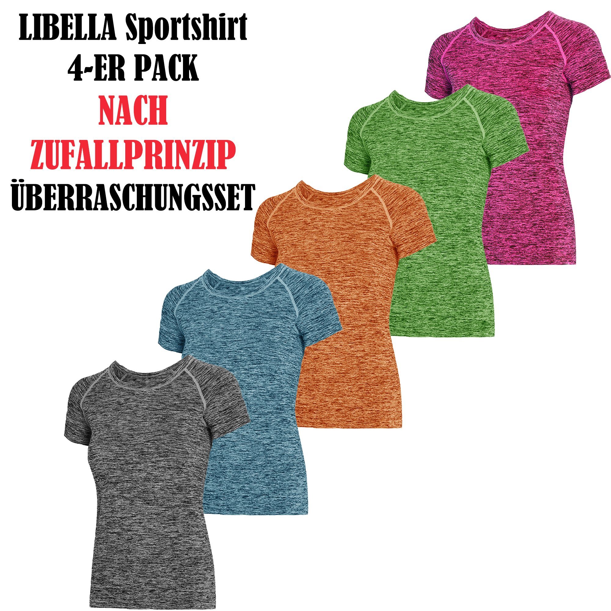 Libella T-Shirt 1502 (3er-Pack, 3er-Pack) Damen Sportshirt Kurzarm T-Shirt Laufshirt Yoga Top Training 4er-Pack-Zufall