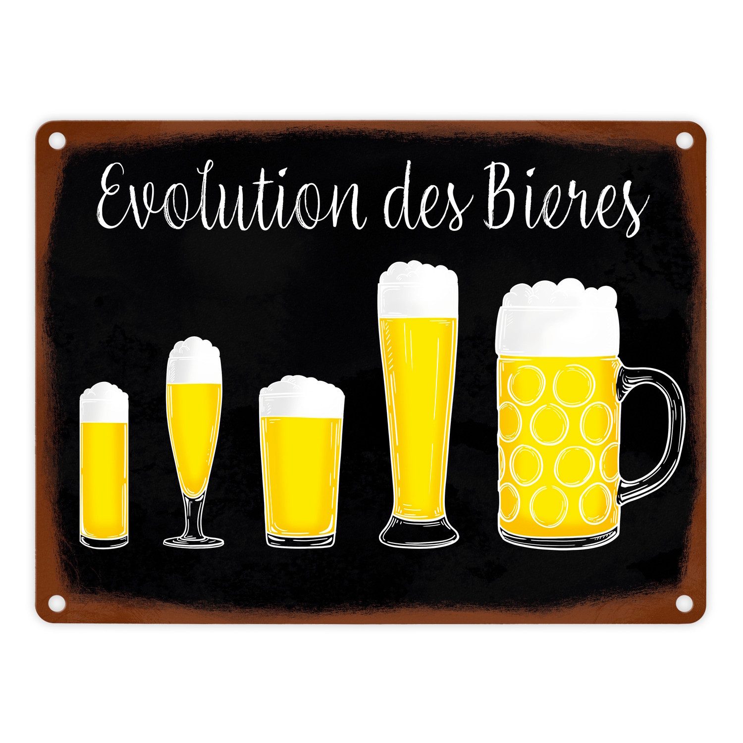 Metallschild Die Evolution des Bieres Metallschild in 15x20 cm für Biertrinker