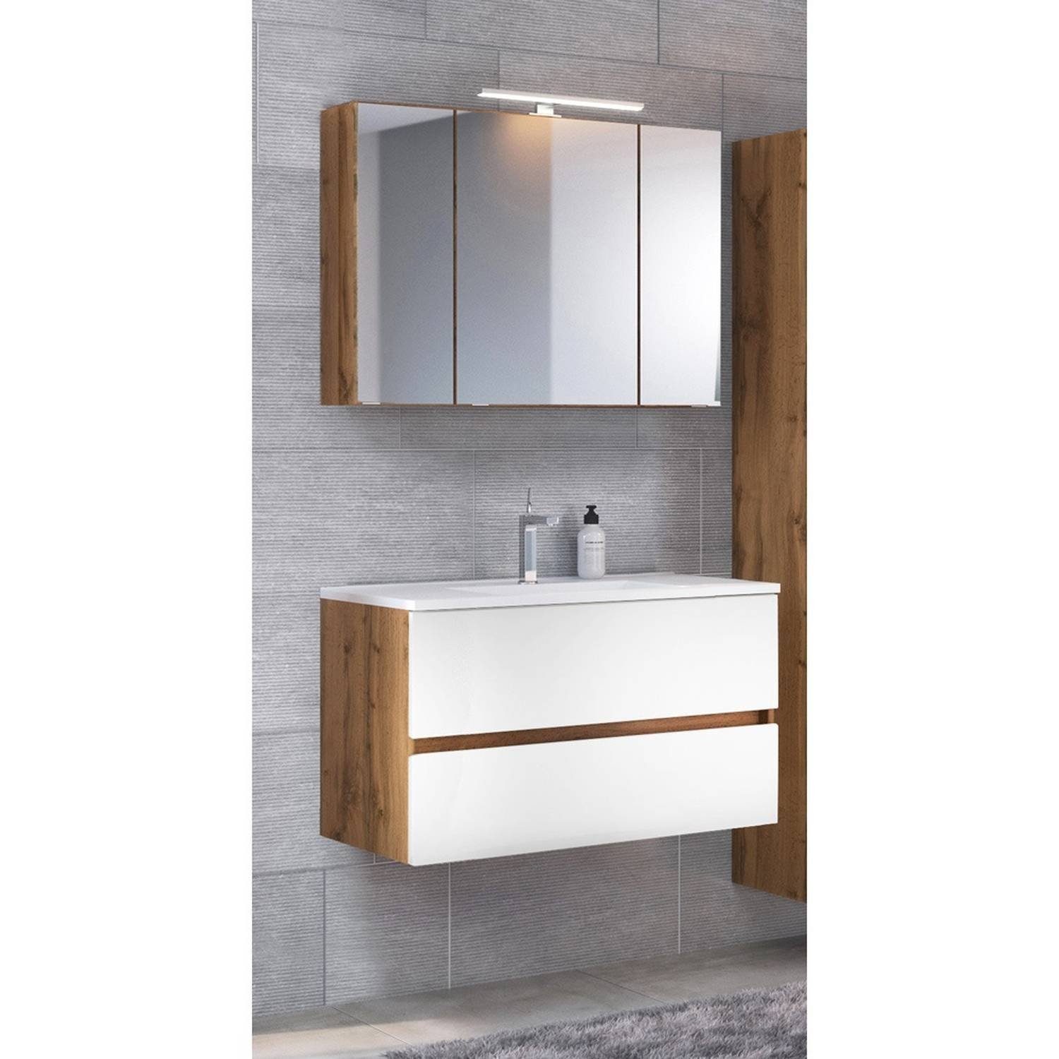 Lomadox Spiegelschrank »LOUROSA-03« Badezimmer Waschtisch Set in