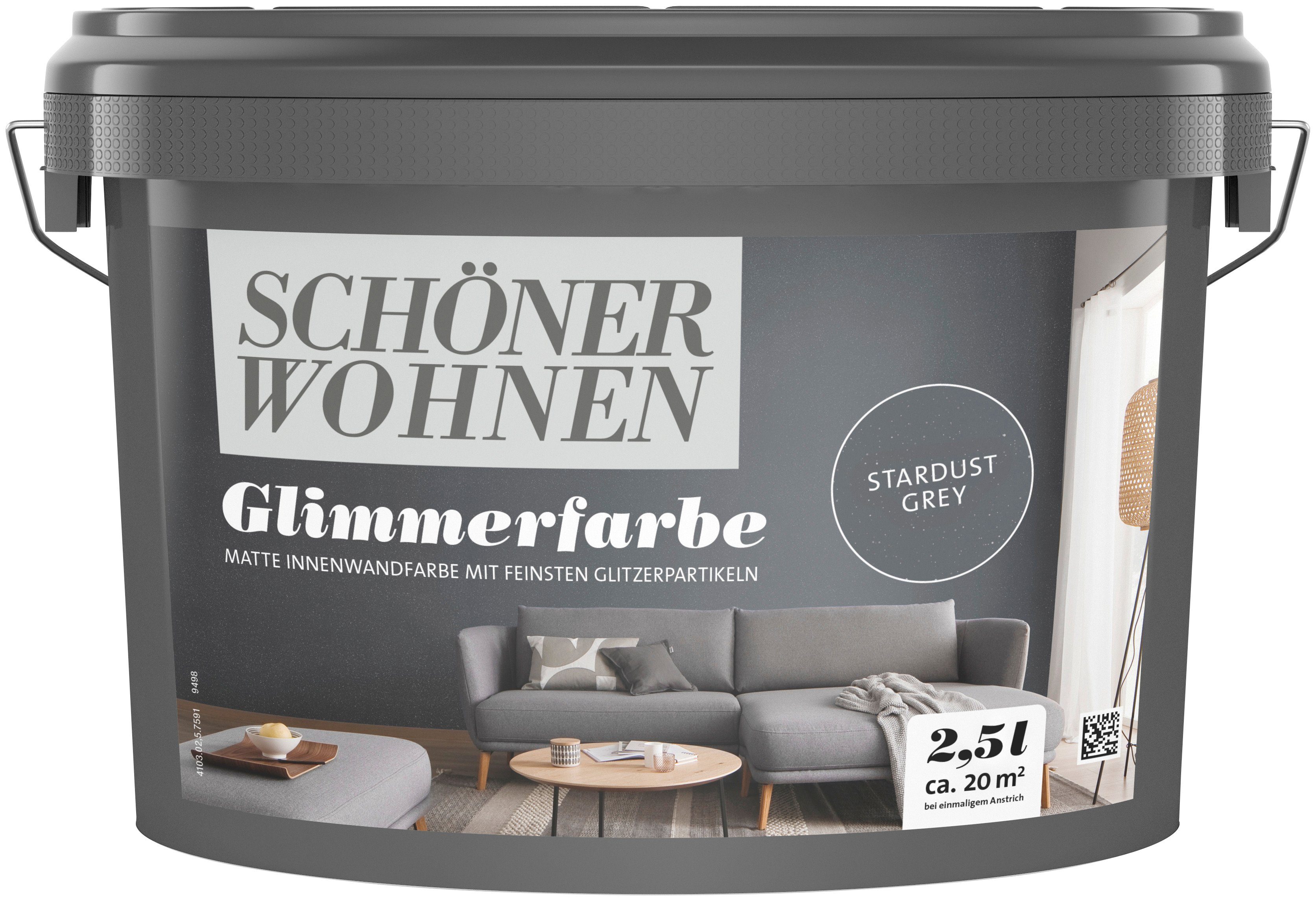 SCHÖNER WOHNEN FARBE Wand- und Deckenfarbe Trendstruktur Glimmerfarbe, 2,5 Liter, Wandfarbe mit funkelnden Glitzerpartikeln