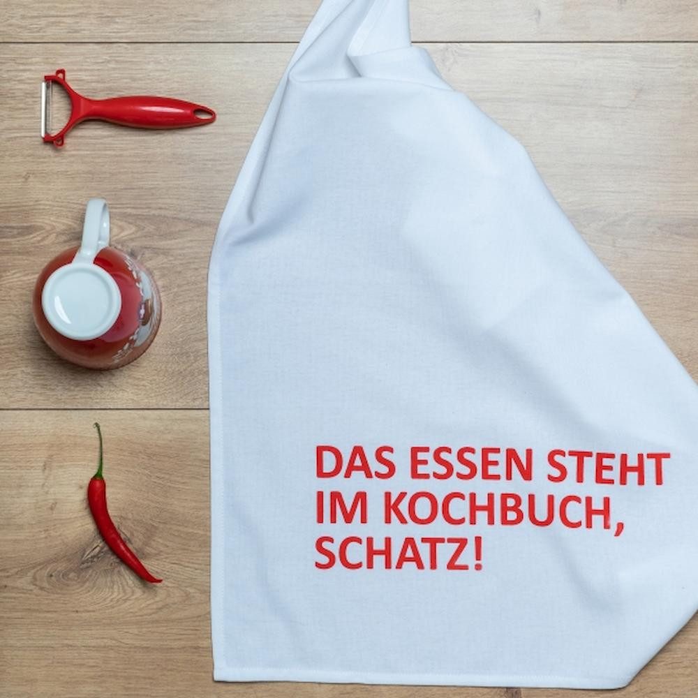 17;30 Hamburg Geschirrtuch DAS ESSEN STEHT IM KOCHBUCH, SCHATZ!, (1-tlg), 50x70cm, Siebdruck