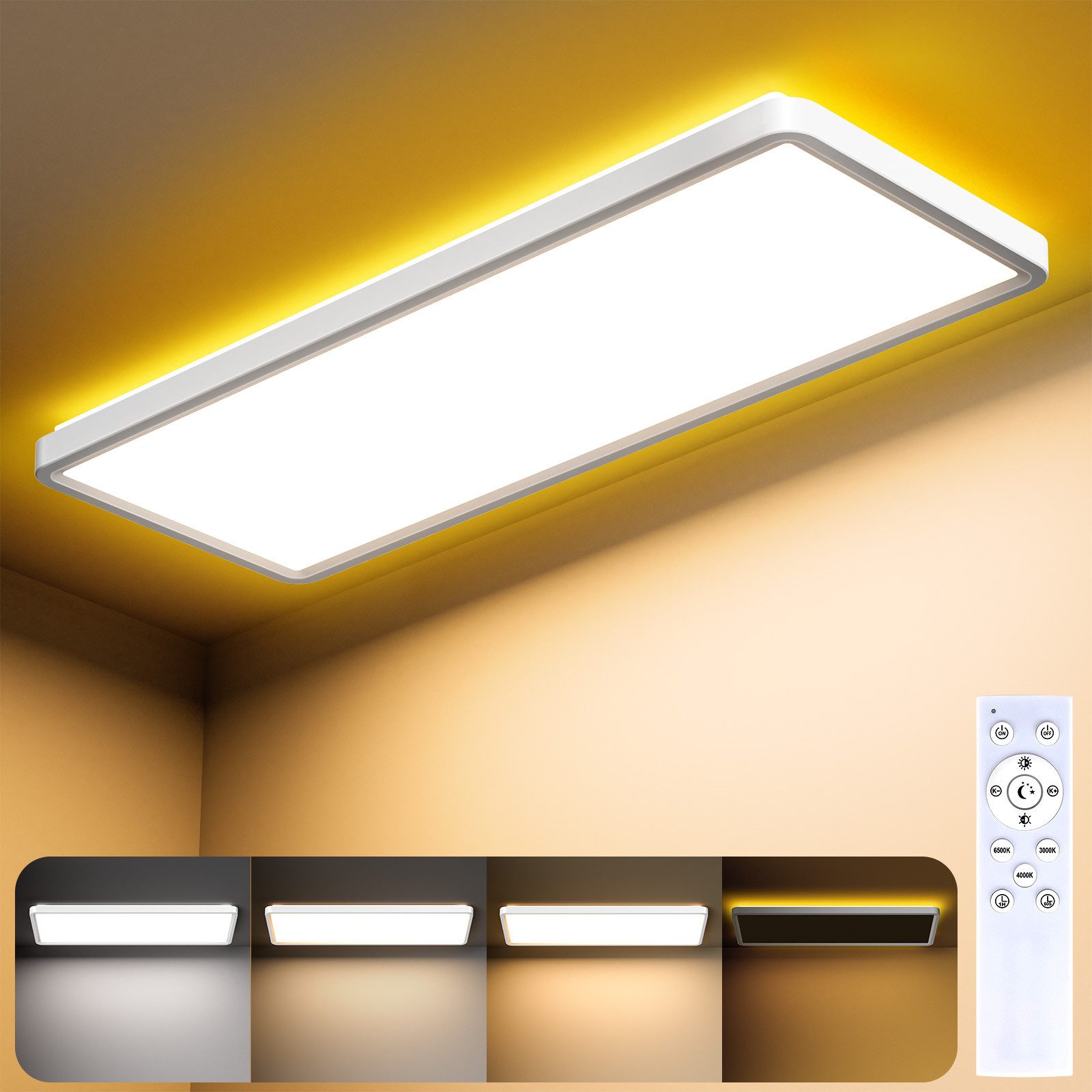 Lujasi LED Deckenleuchte Deckenlampe, 36W 3600LM LED Panel Flach 100 x 25 x 5,5 cm, tageslichtlampe decke, LED, Neutralweiß, Rechteckige, Energieeffizient & langlebig 4000K für Schlafzimmer Wohnzimmer Küche
