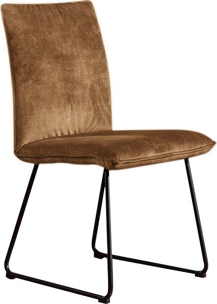 K+W Komfort & Wohnen Struktur mit Stuhl Metall II, Deseo schwarz Kufenstuhl in Rundrohrkufe