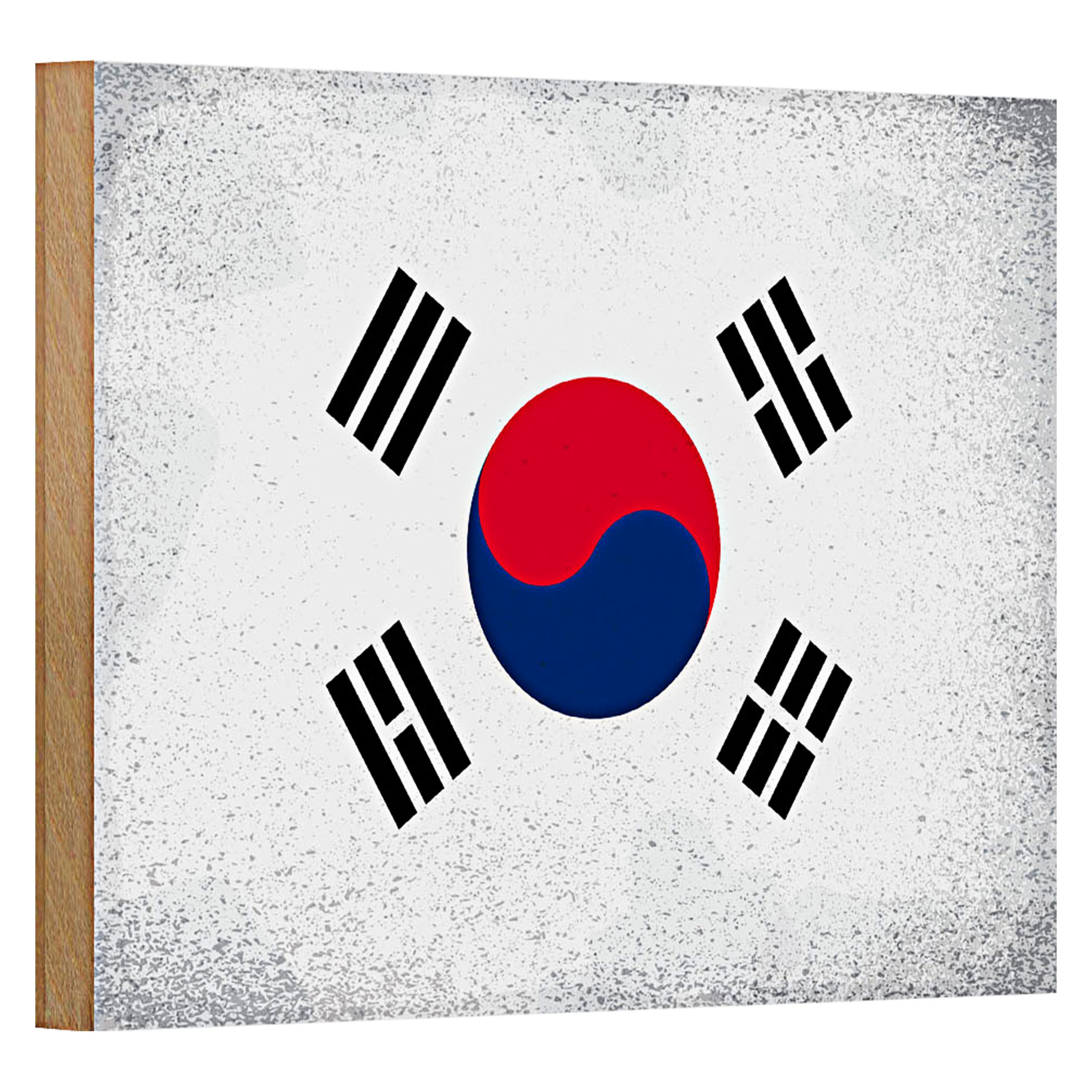 Roomando Holzbild Flagge Südkorea 18x12cm South Korea Vintage